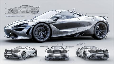 4k HD Wallpaper: McLaren 720S Blueprint and Sketch