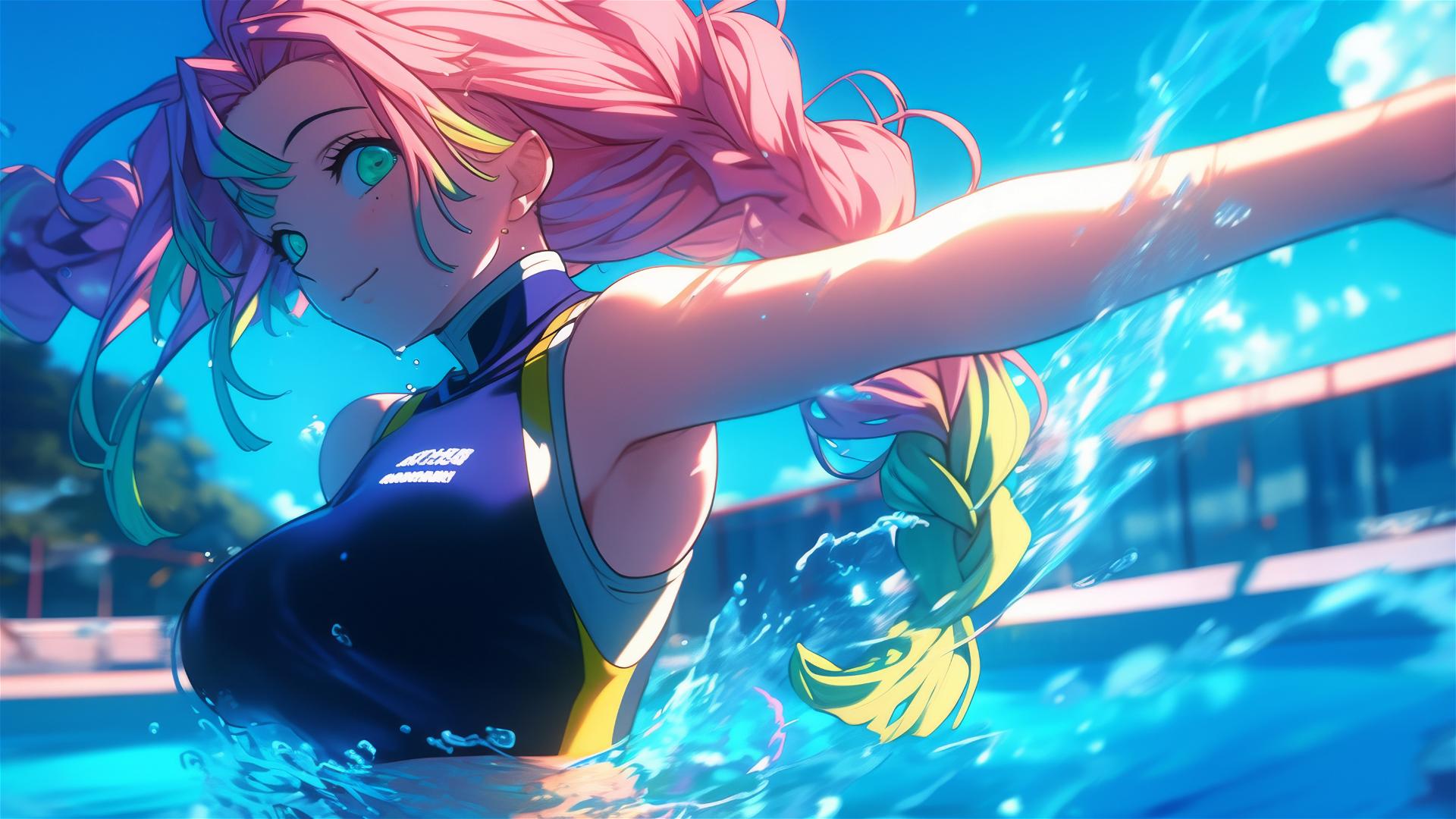 4k HD Wallpaper: Mitsuri Kanroji in Moonlit Pool