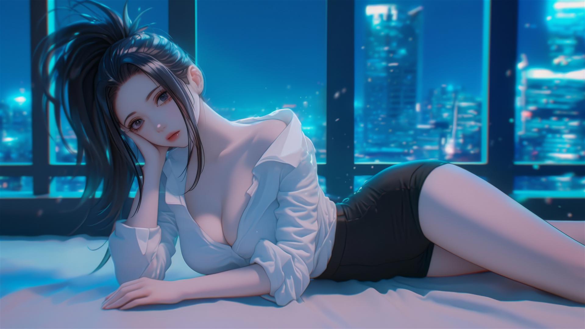 4k HD Wallpaper: Momo Yaoyorozu in Neon Glow