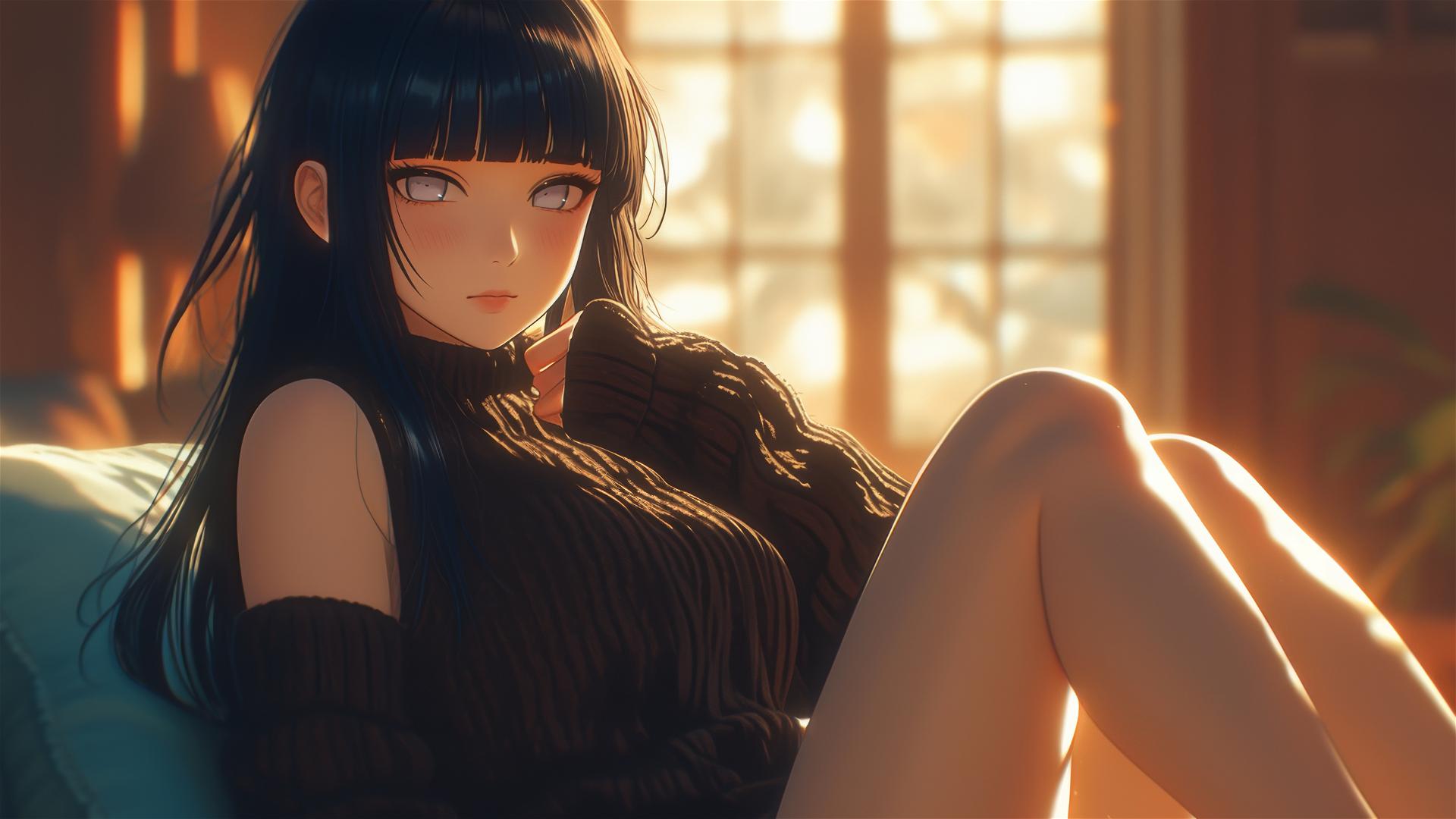 4k HD Wallpaper: Hinata Hyuga in Modern Hotel