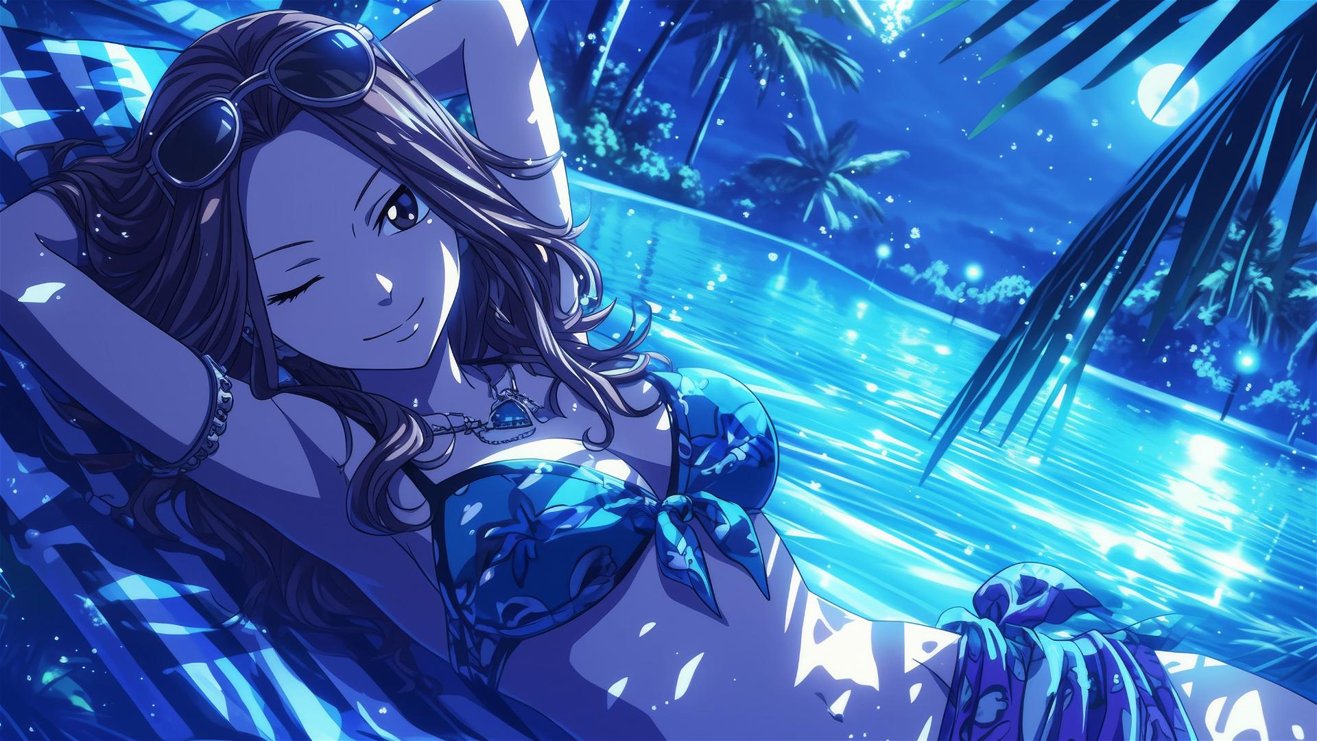 4k HD Wallpaper: Moonlit Poolside Rest with Cana Alberona