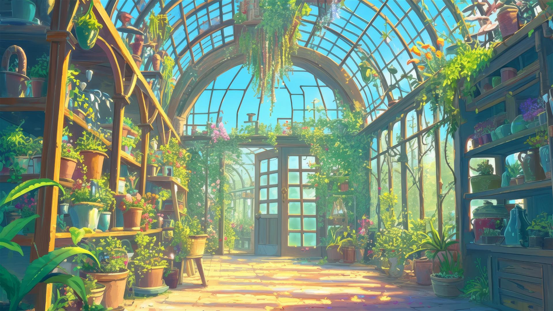 4k HD Wallpaper: Studio Ghibli-Inspired Magical Greenhouse