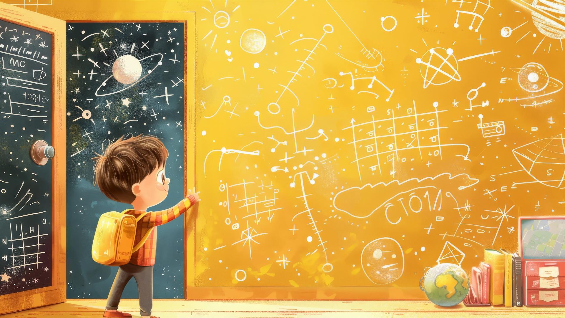 4k HD Wallpaper: Cute Boy Opens Door to Physics World