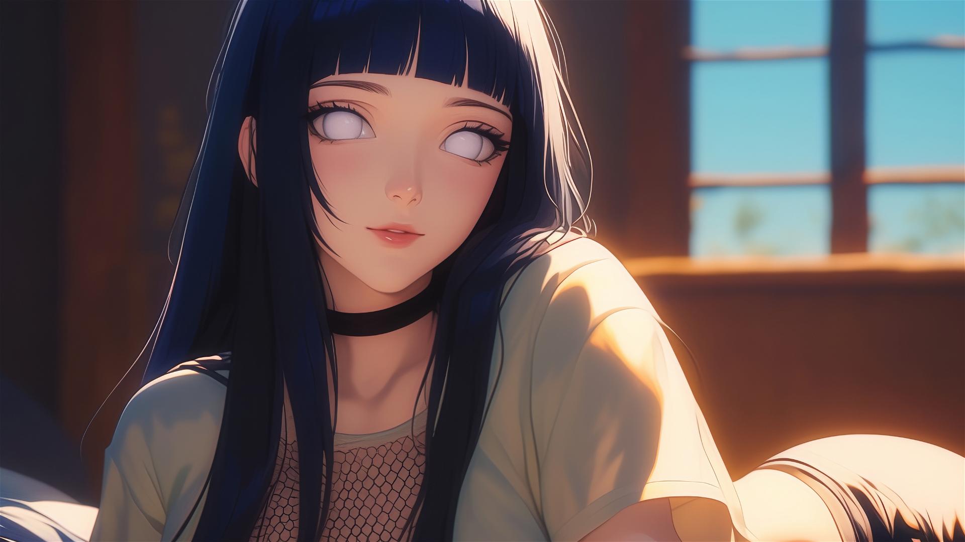 Fondo de Pantalla 4K HD: Hinata Hyuga en un Hotel Moderno