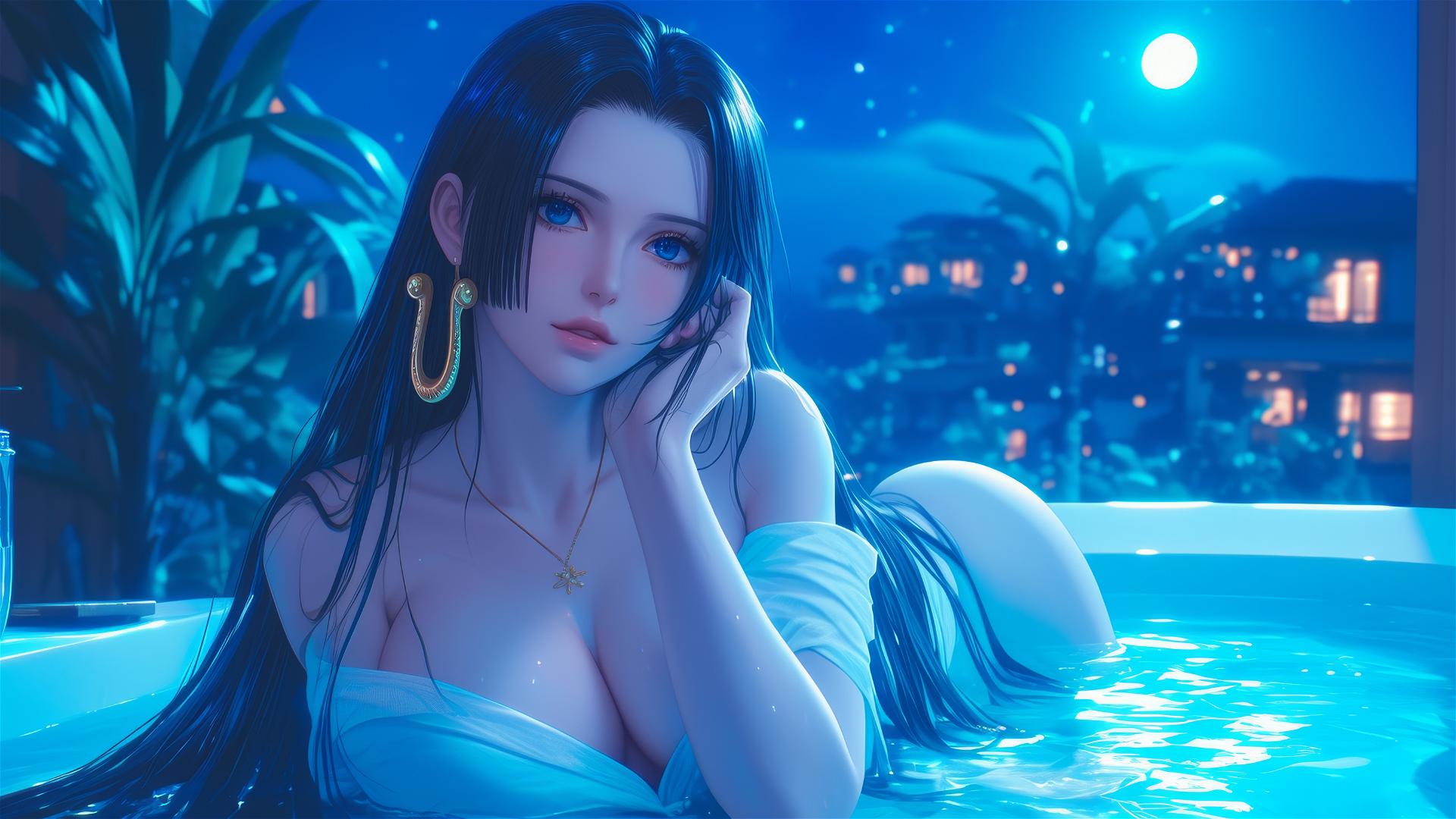 4k HD Wallpaper: Boa Hancock Moonlit Bath