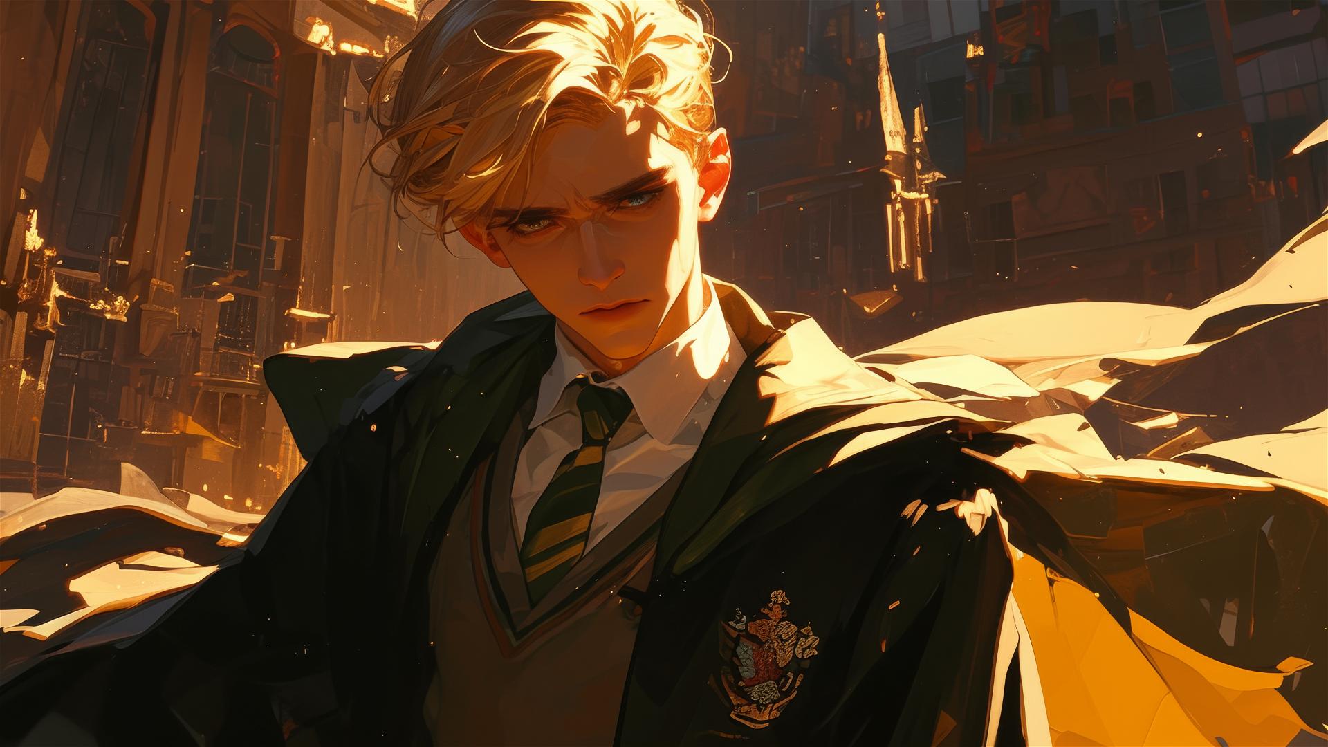 Fondo de Pantalla 4K HD: Retrato de Draco Malfoy bajo el Foco