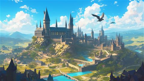 4k HD Wallpaper: Illustrated Aerial View of Hogwarts