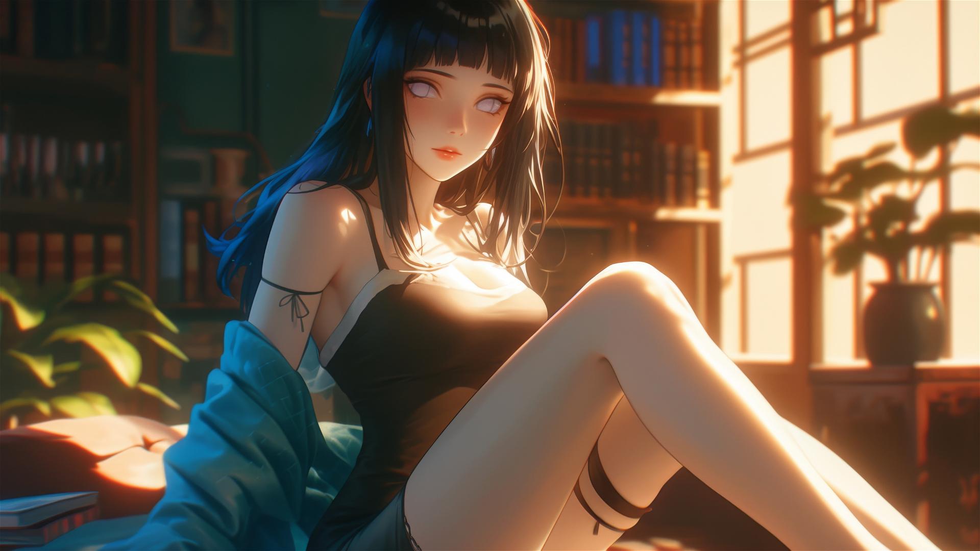 4k HD Wallpaper: Hinata Hyuga in Modern Hotel