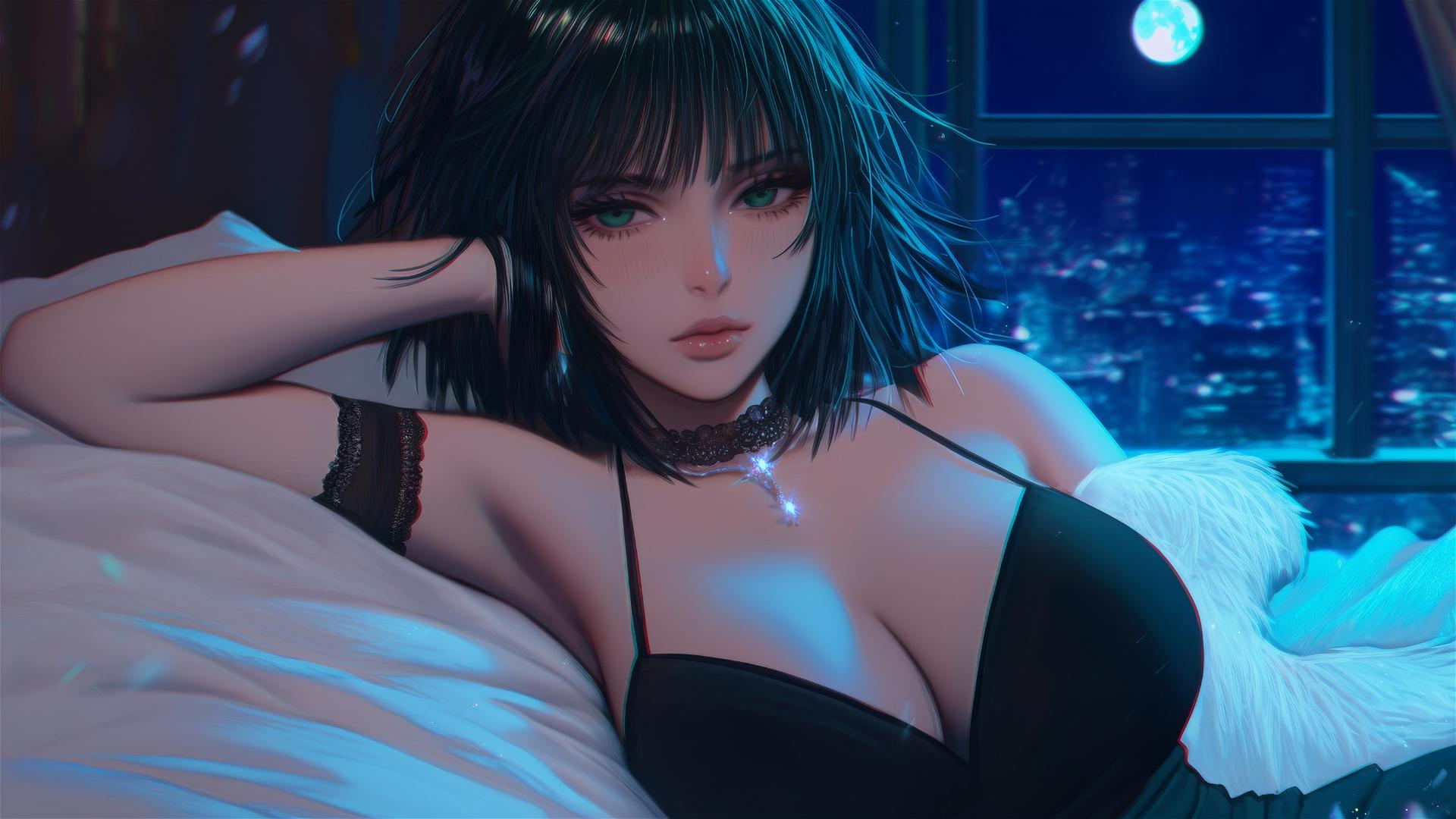 4k HD Wallpaper: Moonlit Rest: Fubuki in Modern Hotel