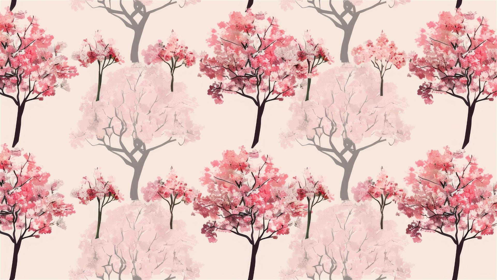 4k HD Wallpaper: Minimalistic Sakura Tree Pattern