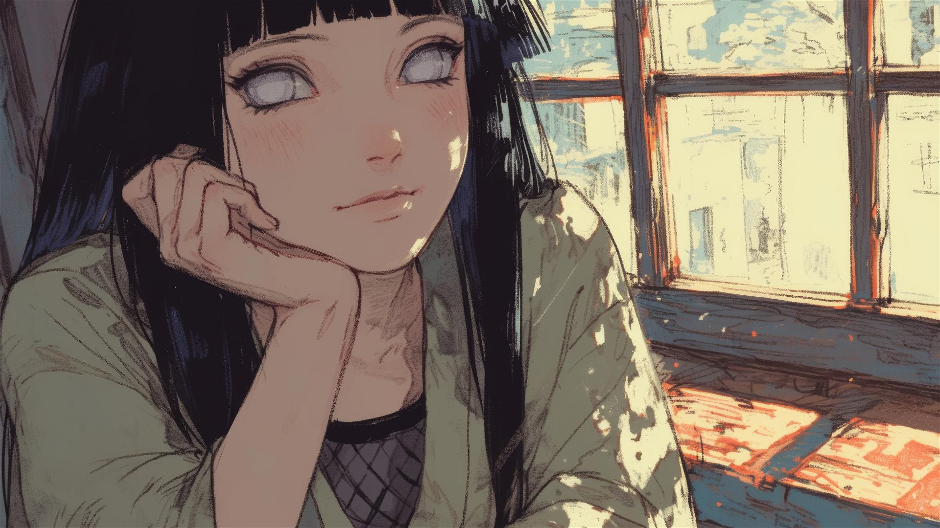 4k HD Wallpaper: Hinata Hyuga from Naruto Illustration