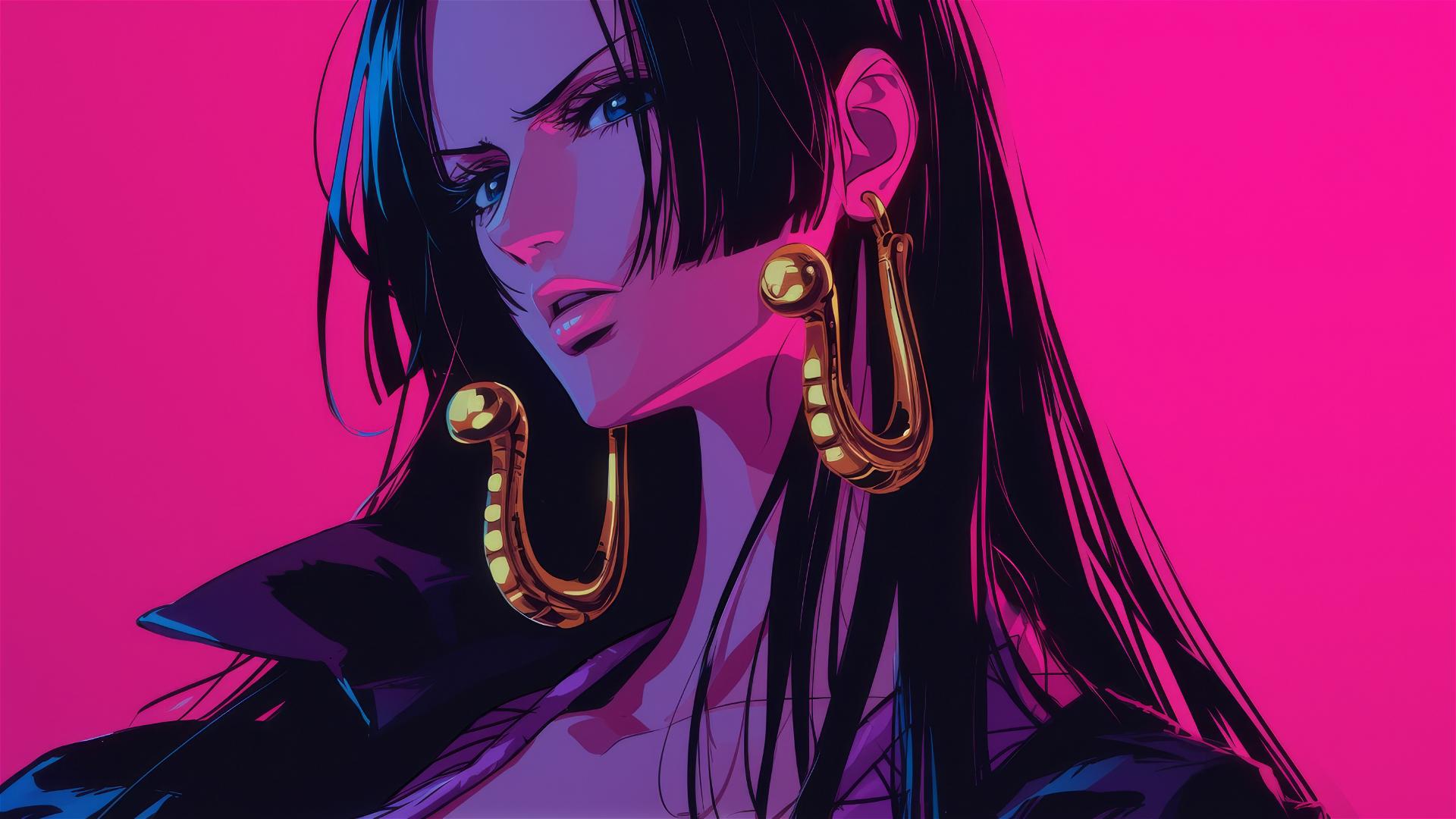 4k HD Wallpaper: Boa Hancock in Neon Pink and Black Leather