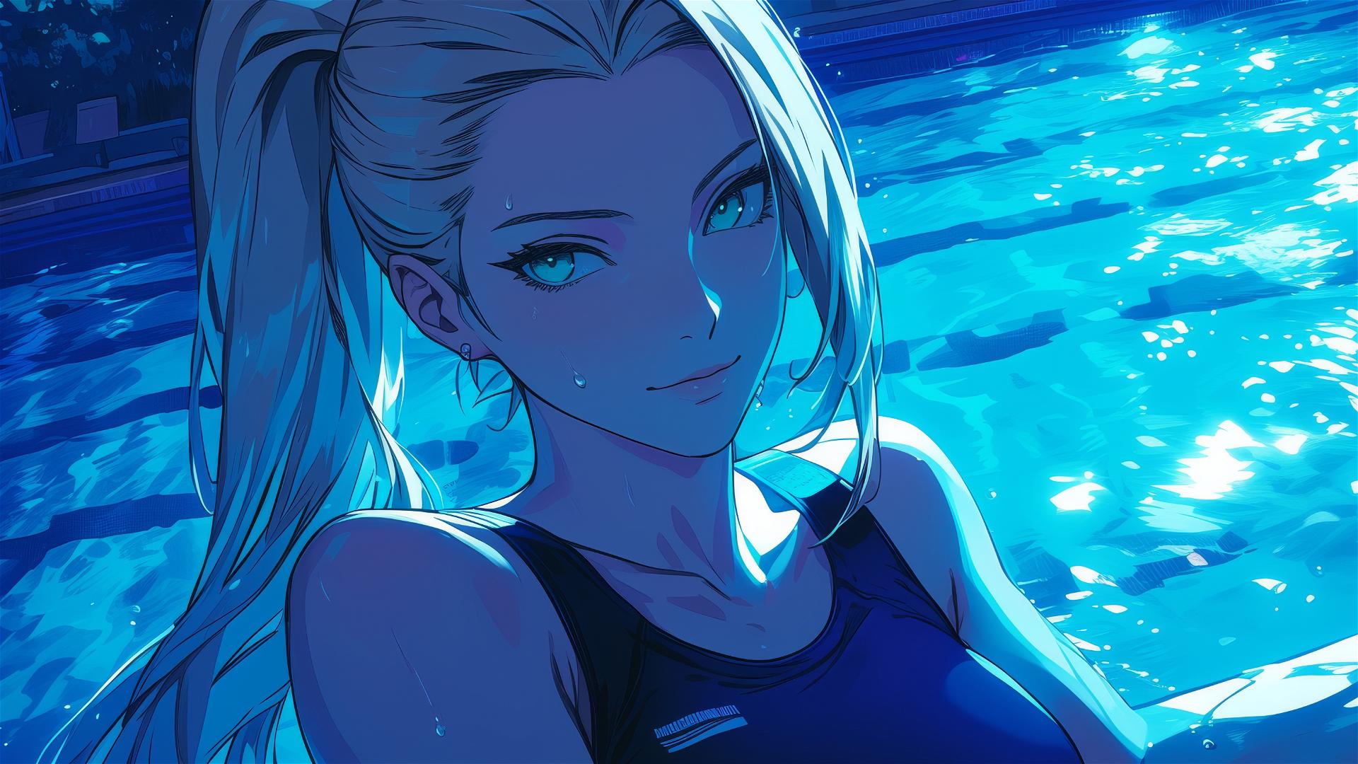 4k HD Wallpaper: Moonlit Ino Yamanaka by the Pool