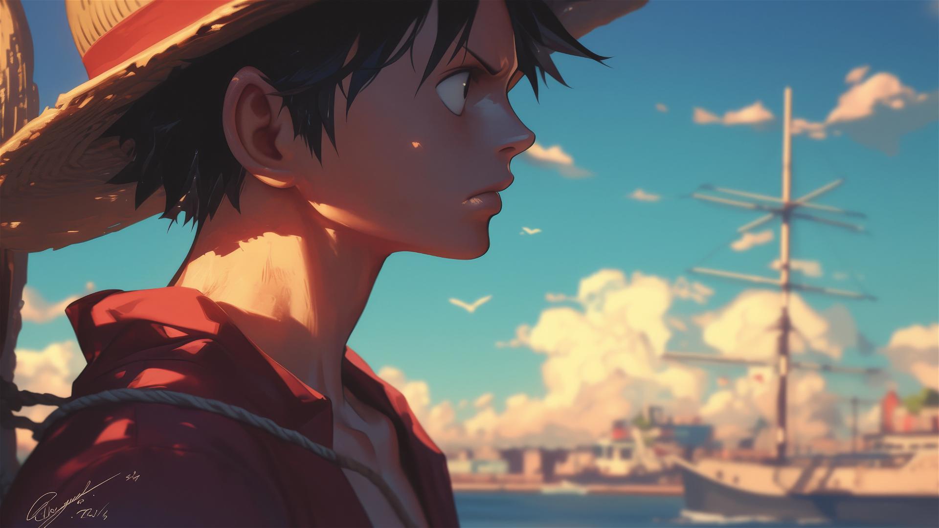 4k HD Wallpaper: Luffy Profile View Art