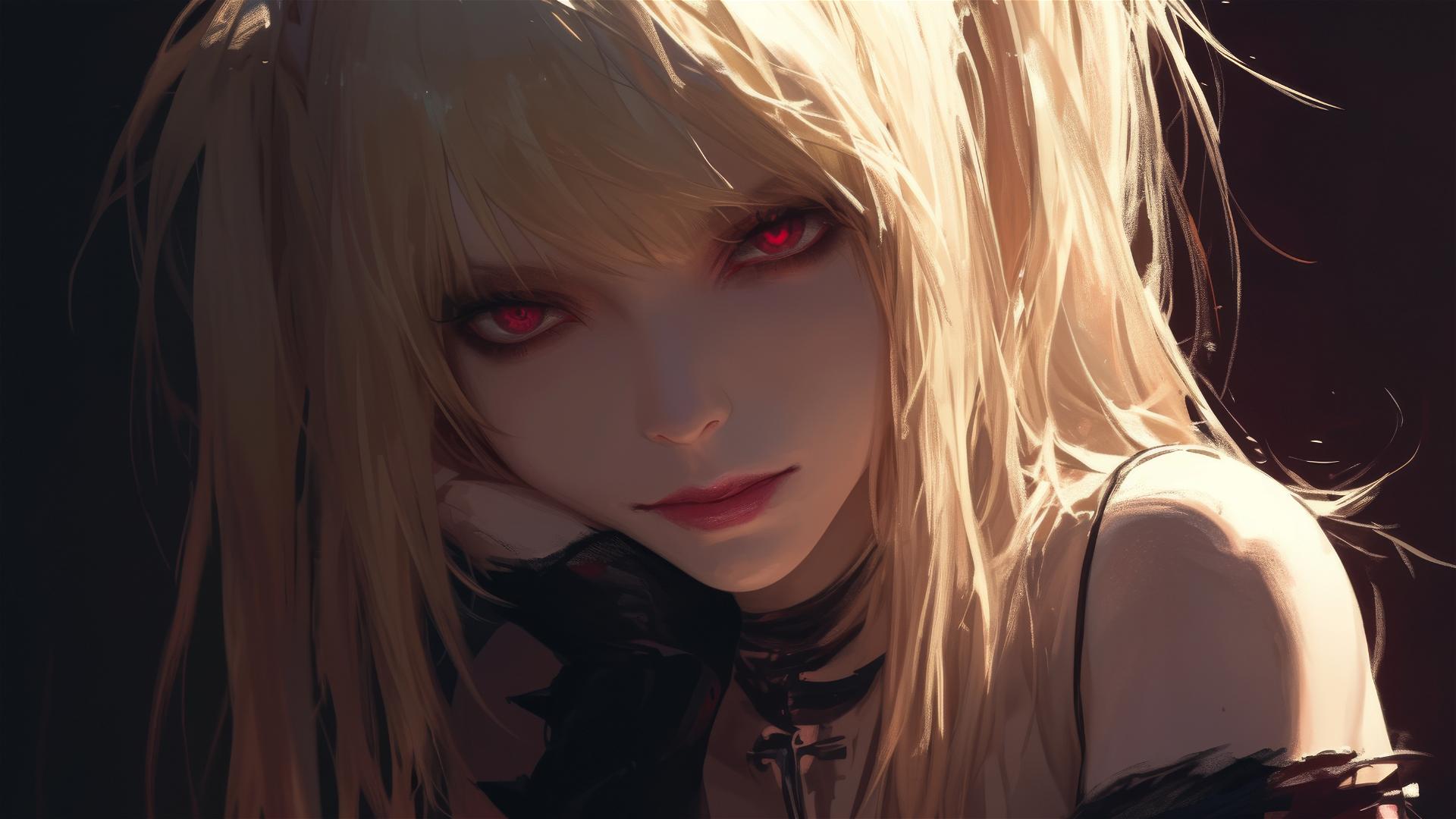 4k HD Wallpaper: Misa Amane with Red Eyes in Spotlight