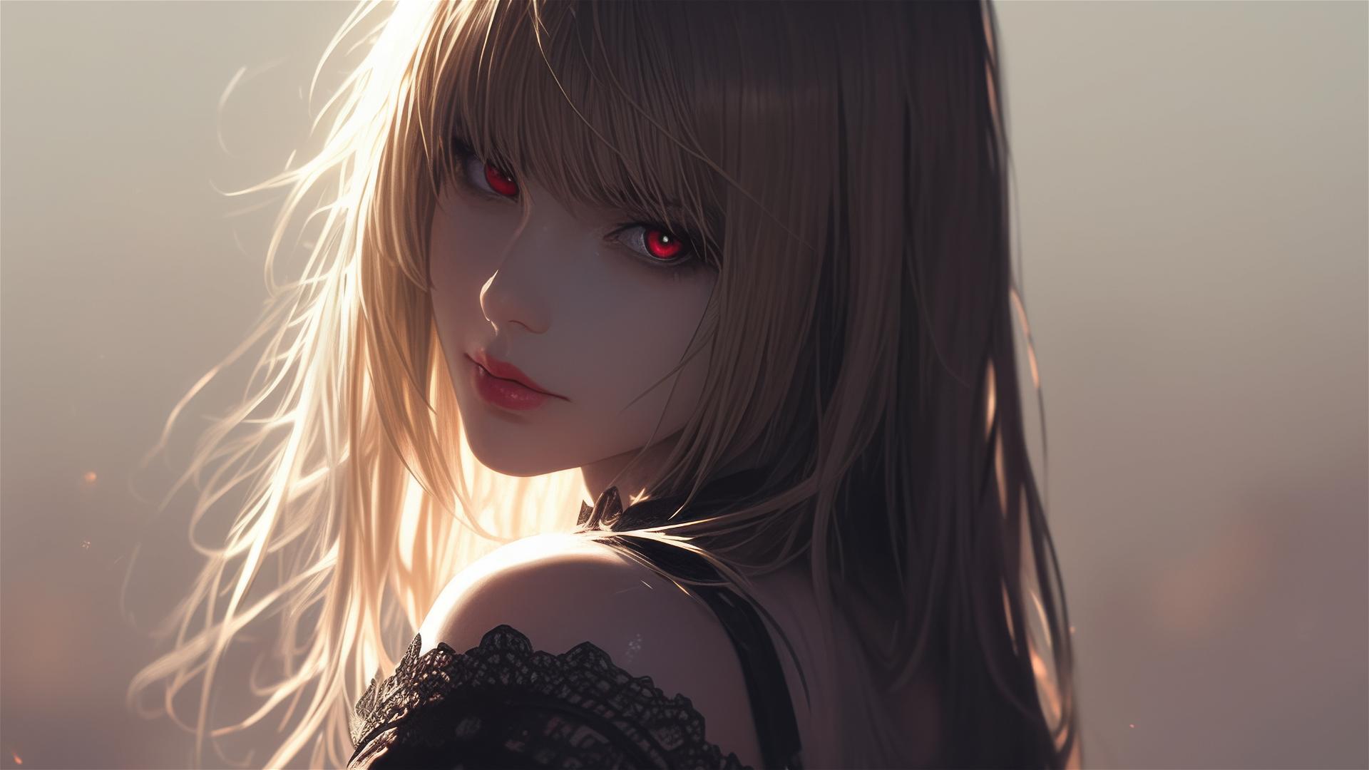 4k HD Wallpaper: Misa Amane's Red-Eyed Gaze