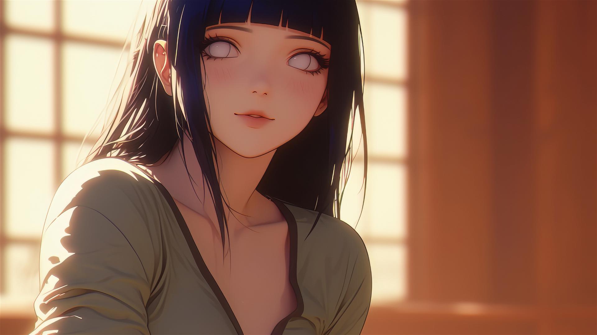 4k HD Wallpaper: Hinata Hyuga at Modern Hotel