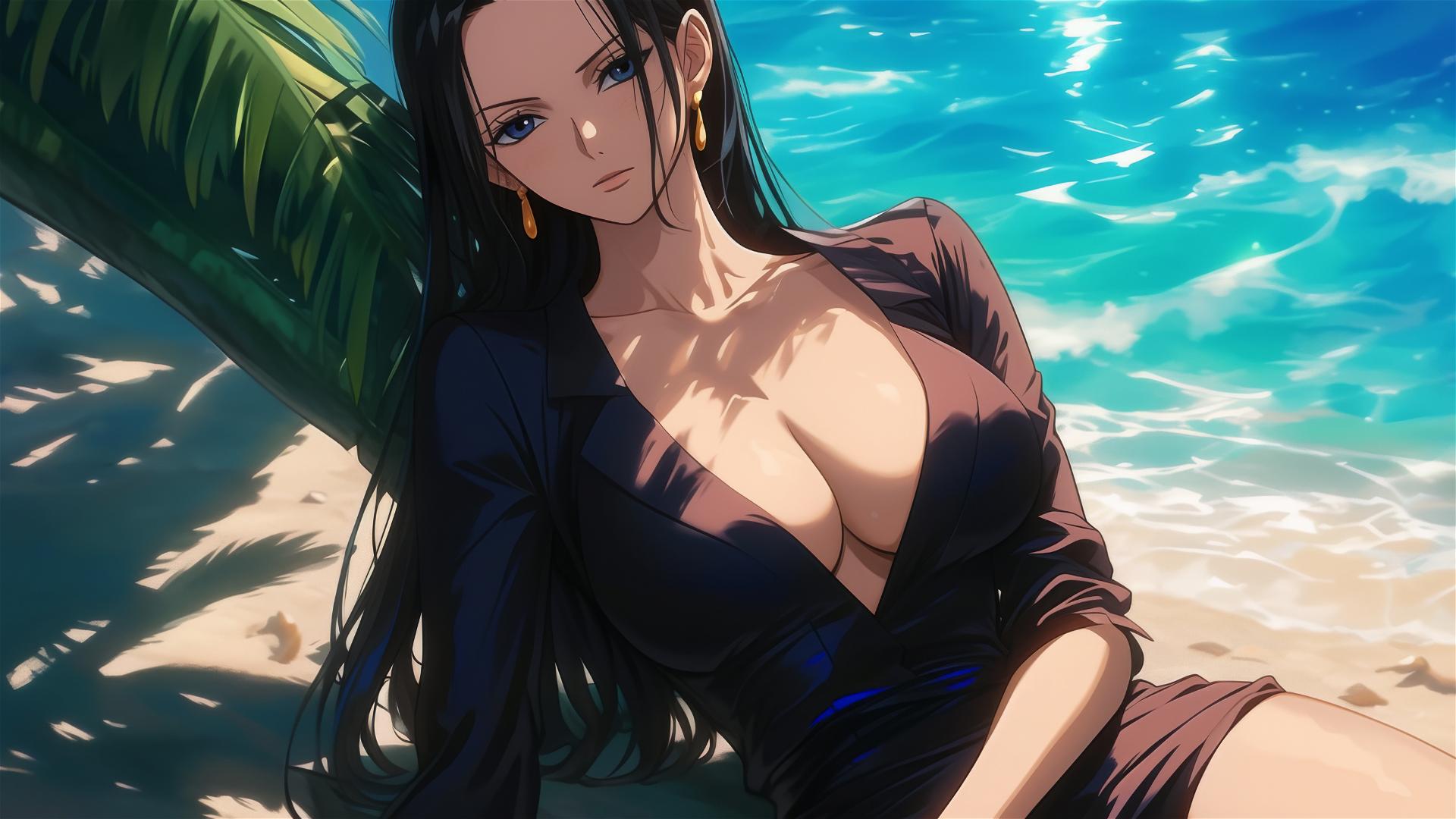 4k HD Wallpaper: Nico Robin Relaxing at Sunny Beach