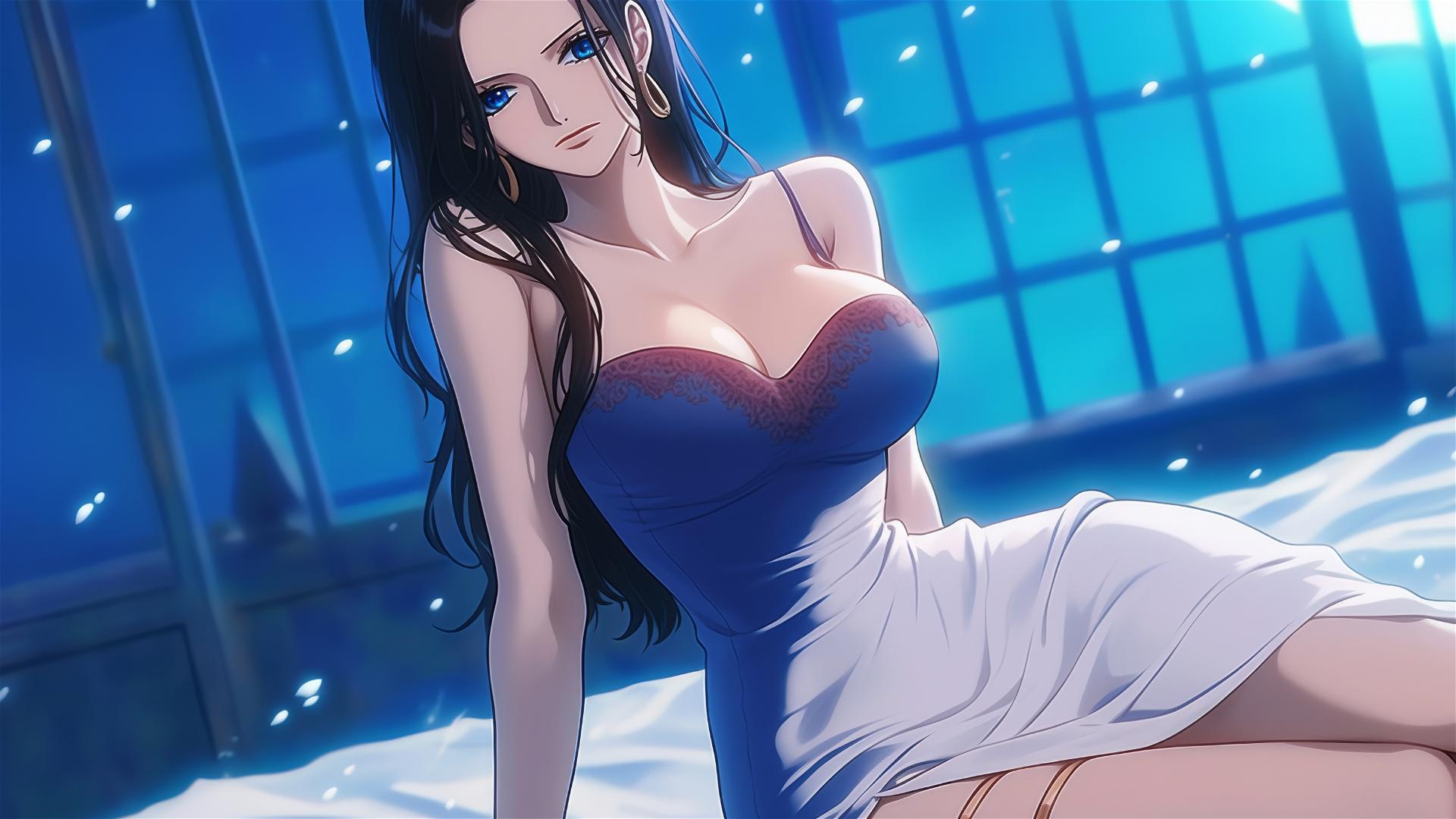 4k HD Wallpaper: Nico Robin in Moonlit Hotel Room