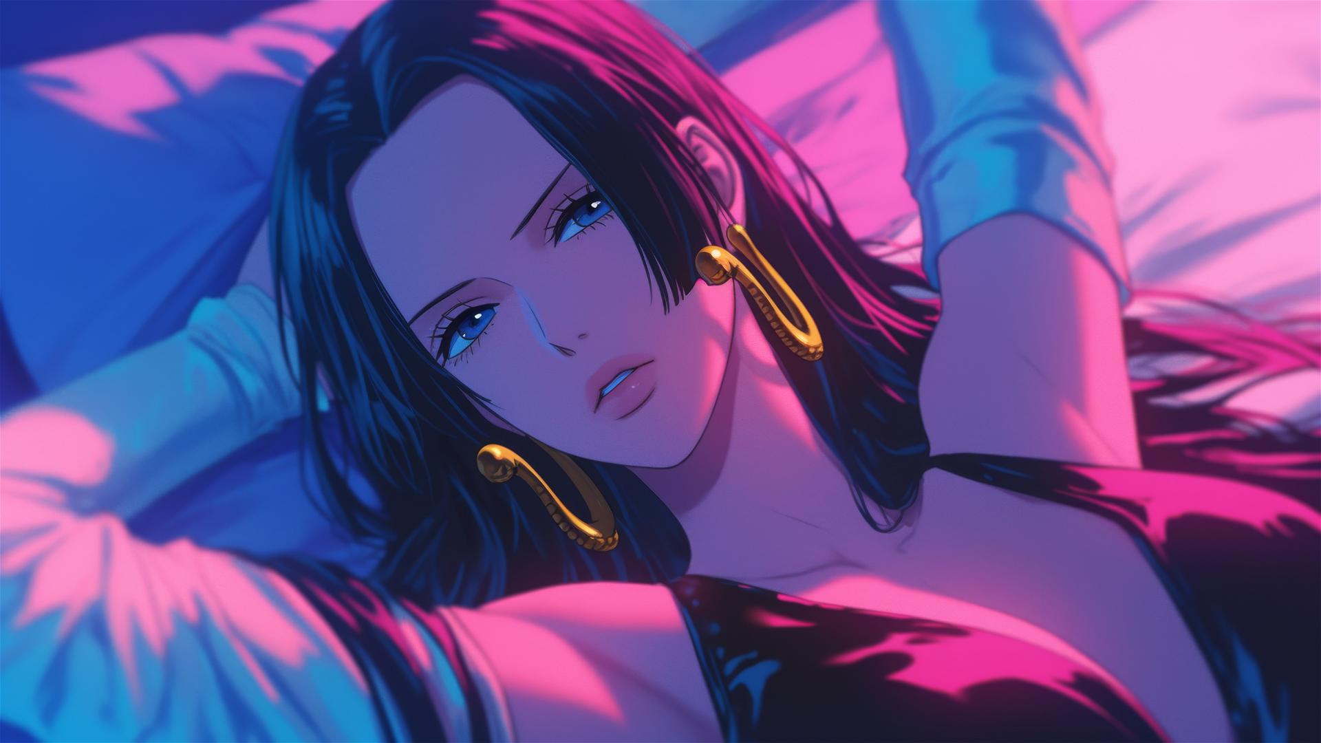 4k HD Wallpaper: Boa Hancock in Neon Bed Scene