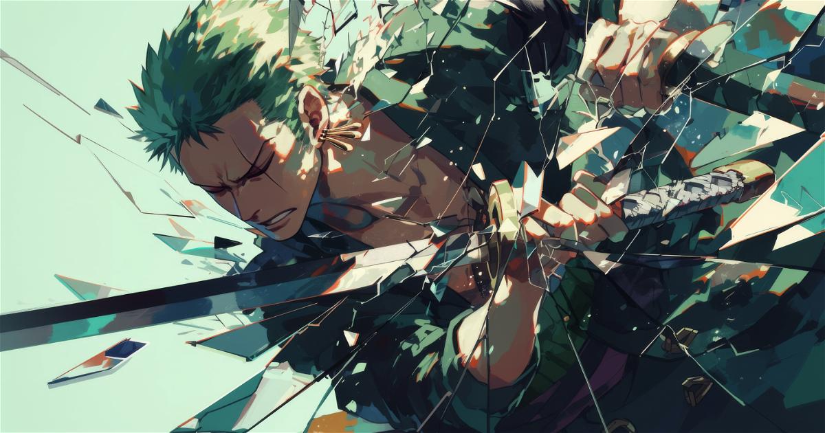 4k HD Wallpaper: Roronoa Zoro's Dynamic Shattered Glass Encounter