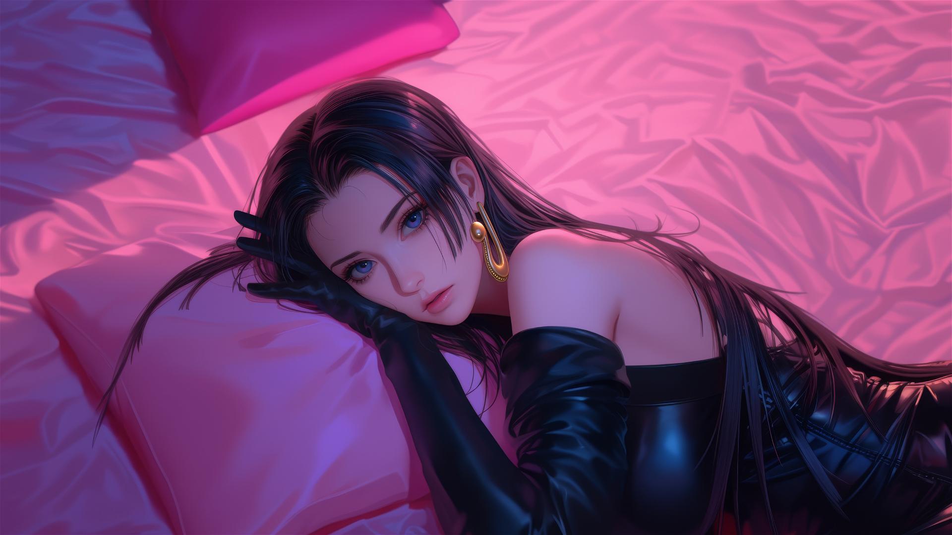 4k HD Wallpaper: Boa Hancock in Neon Bed Scene