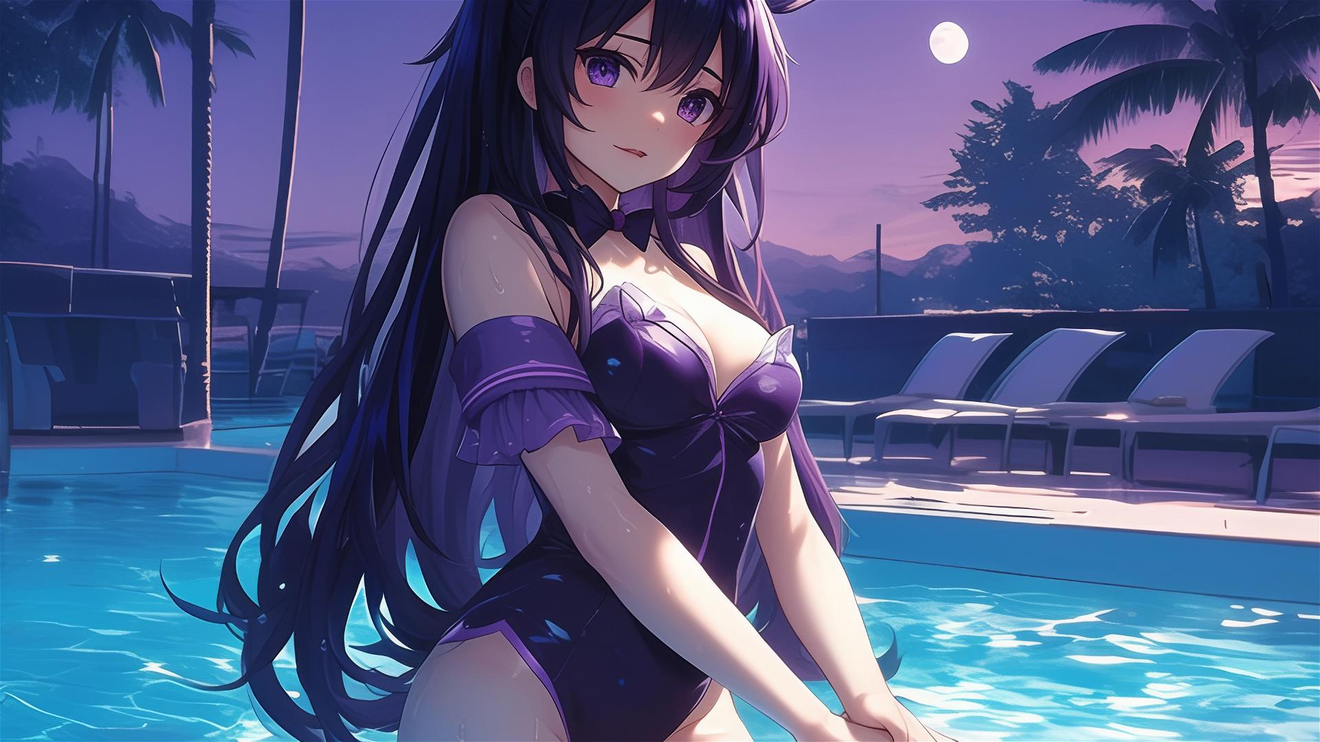 4k HD Wallpaper: Moonlit Tohka Yatogami in Bunny Style