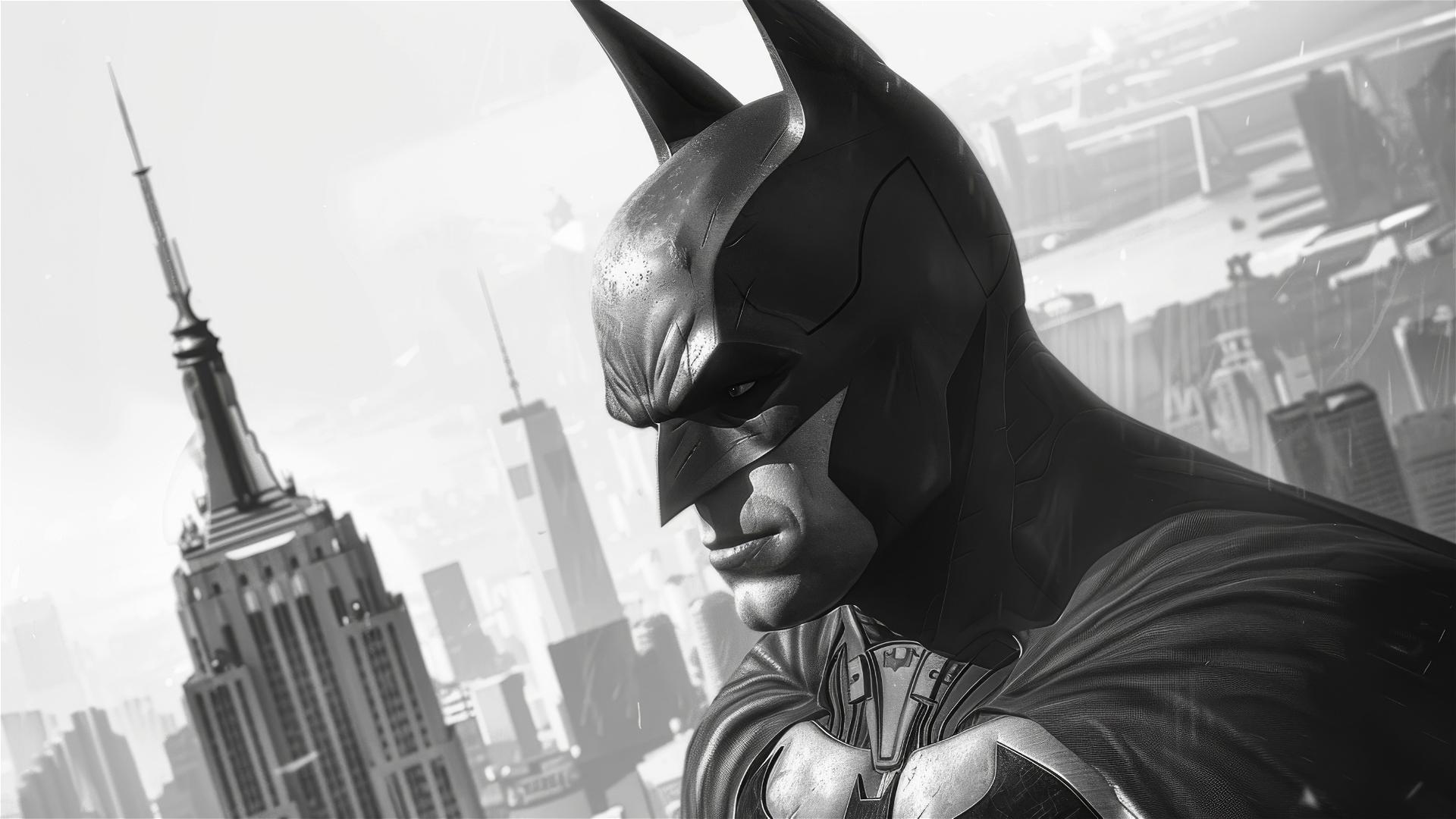 4k HD Wallpaper: Batman's Grayscale Illustration in Arkham City