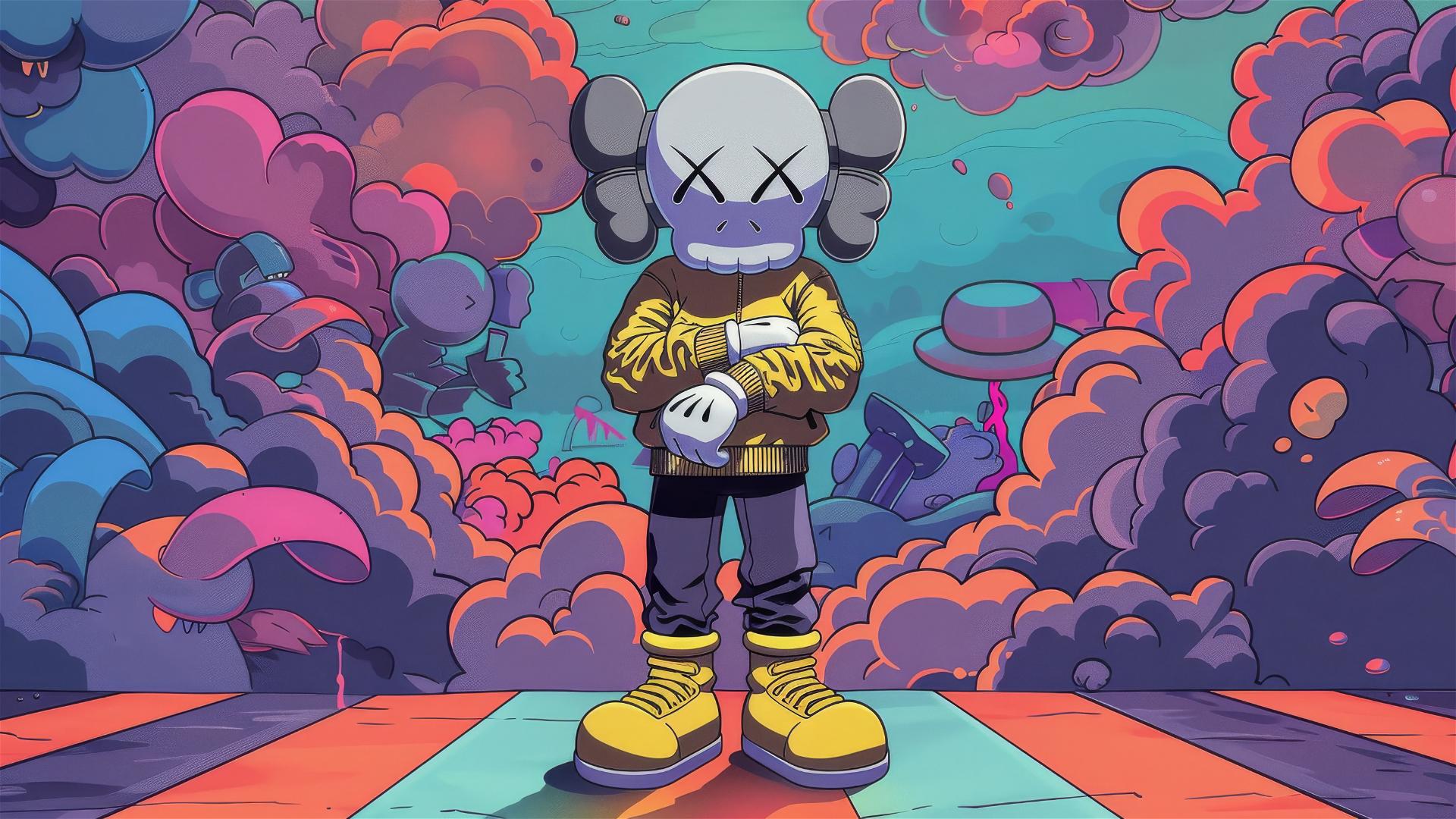 4k HD Wallpaper: Kaws in Nike Attire with Crossed Arms