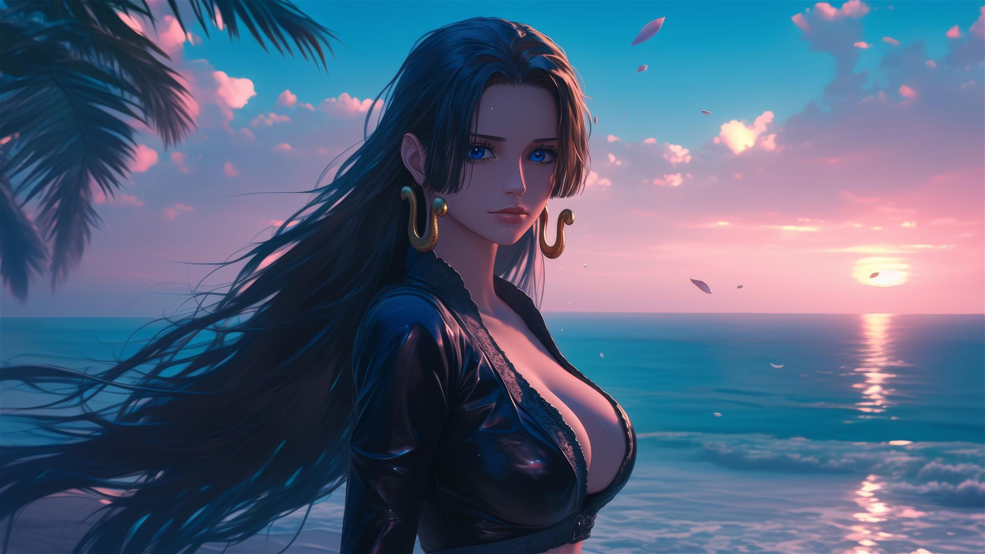 4k HD Wallpaper: Boa Hancock at Sunset Beach