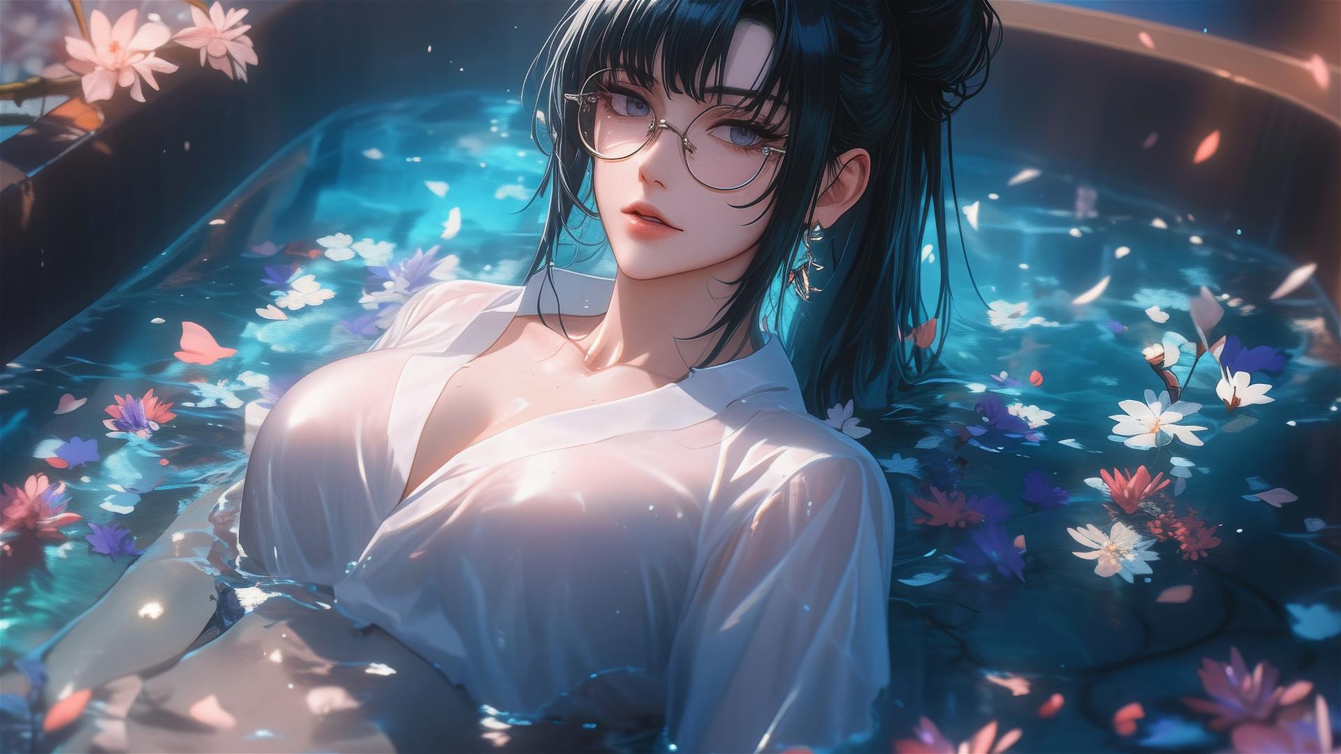 4k HD Wallpaper: Maki Zenin in Tub of Flowers