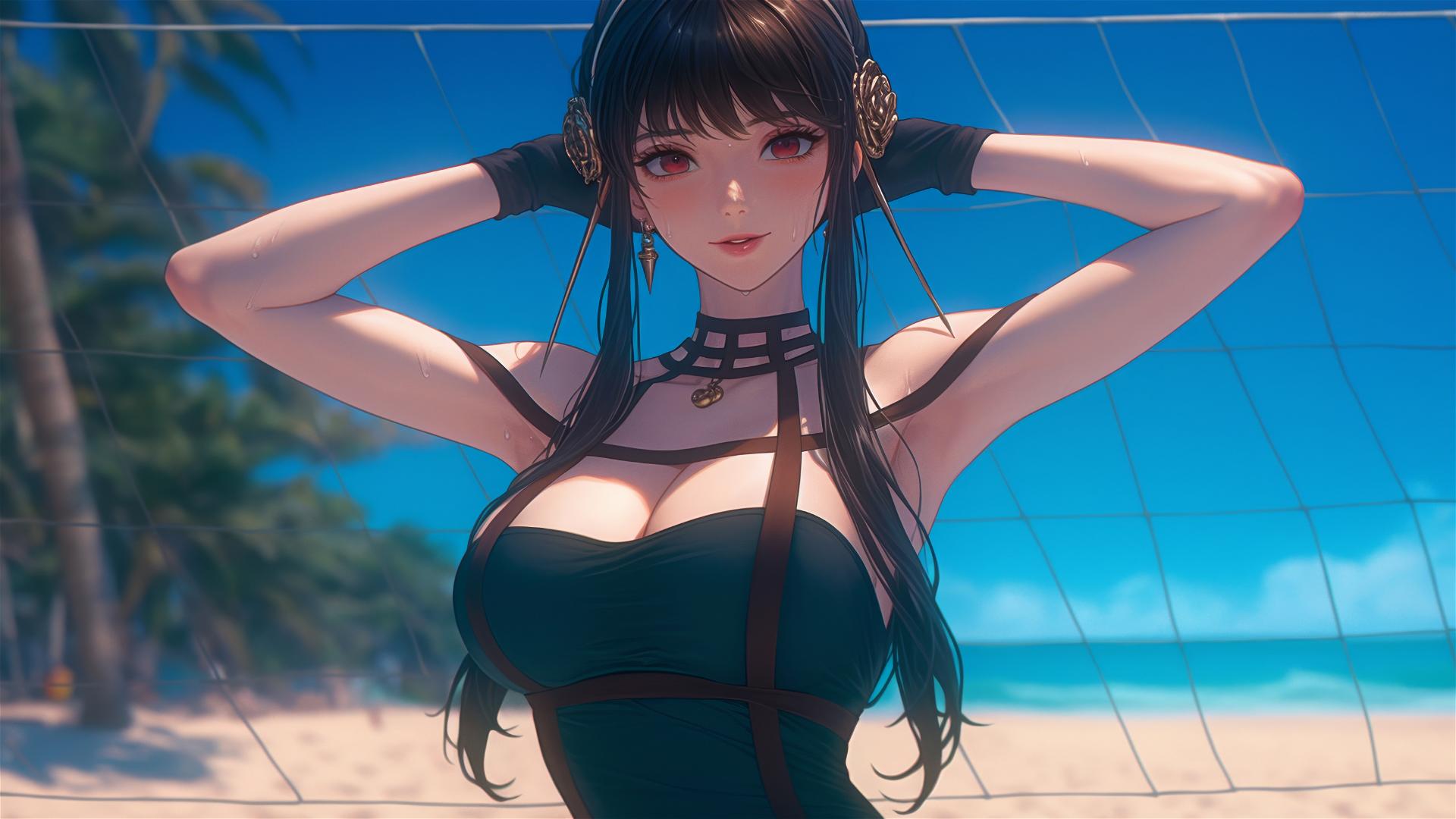 4k HD Wallpaper: Yor Forger Playing Beach Volleyball