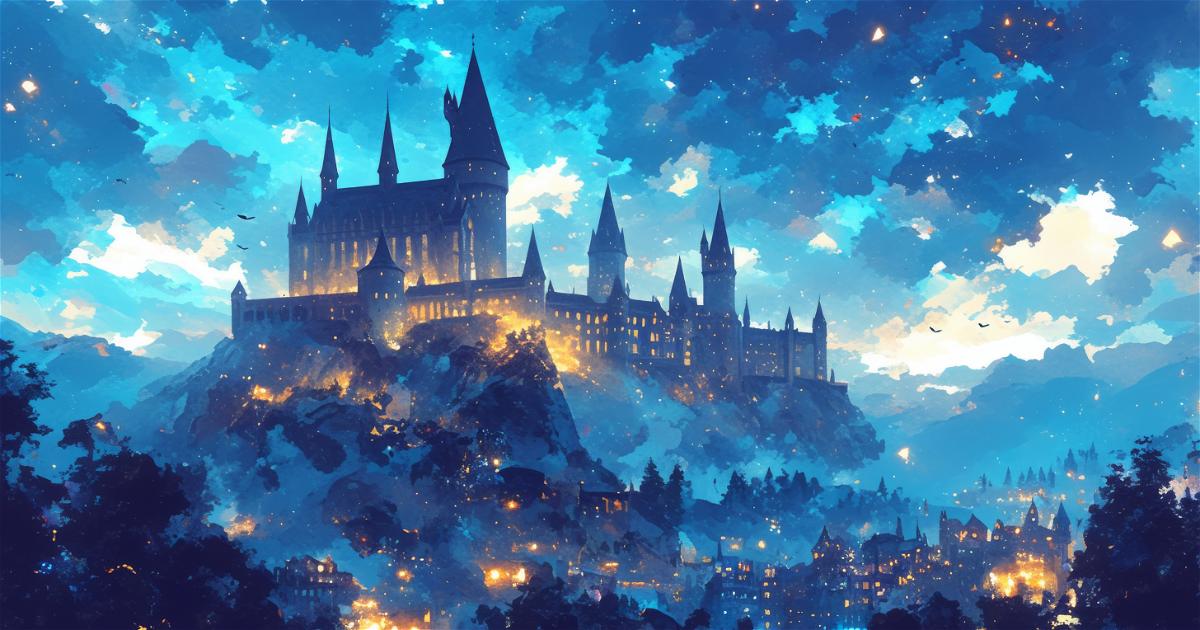 4k HD Wallpaper: Ghibli-Inspired Hogwarts Night Sky