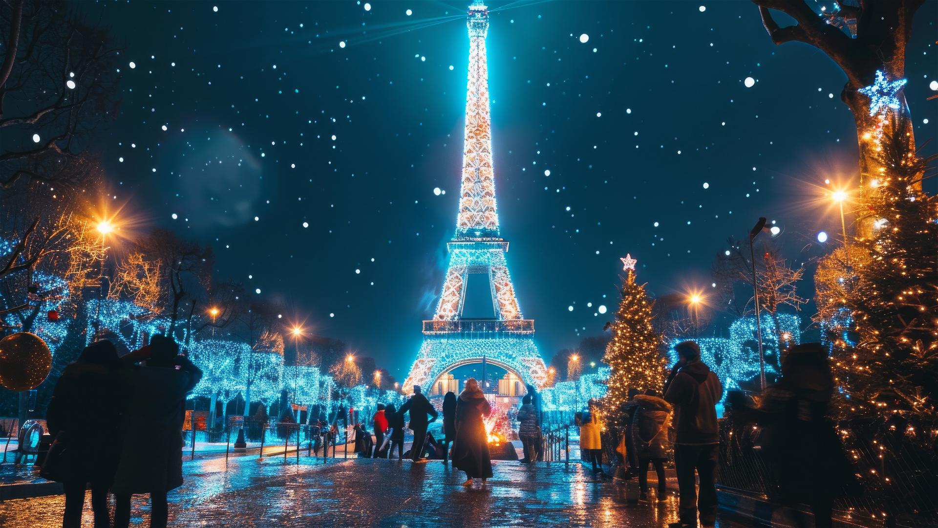 torre eiffel de noche con estrellas