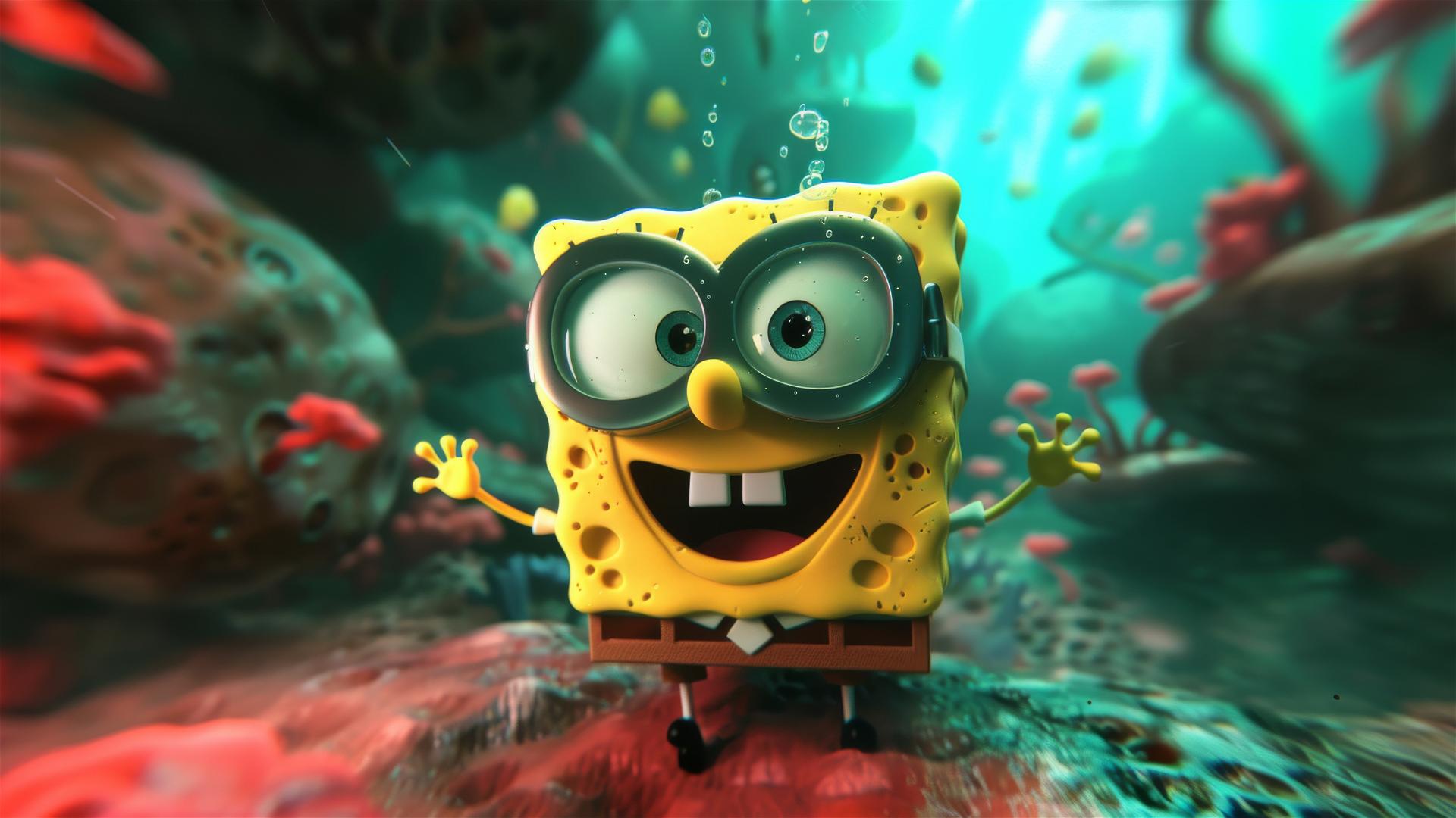 Fondo de Pantalla 4K HD: Bob Esponja usando realidad virtual