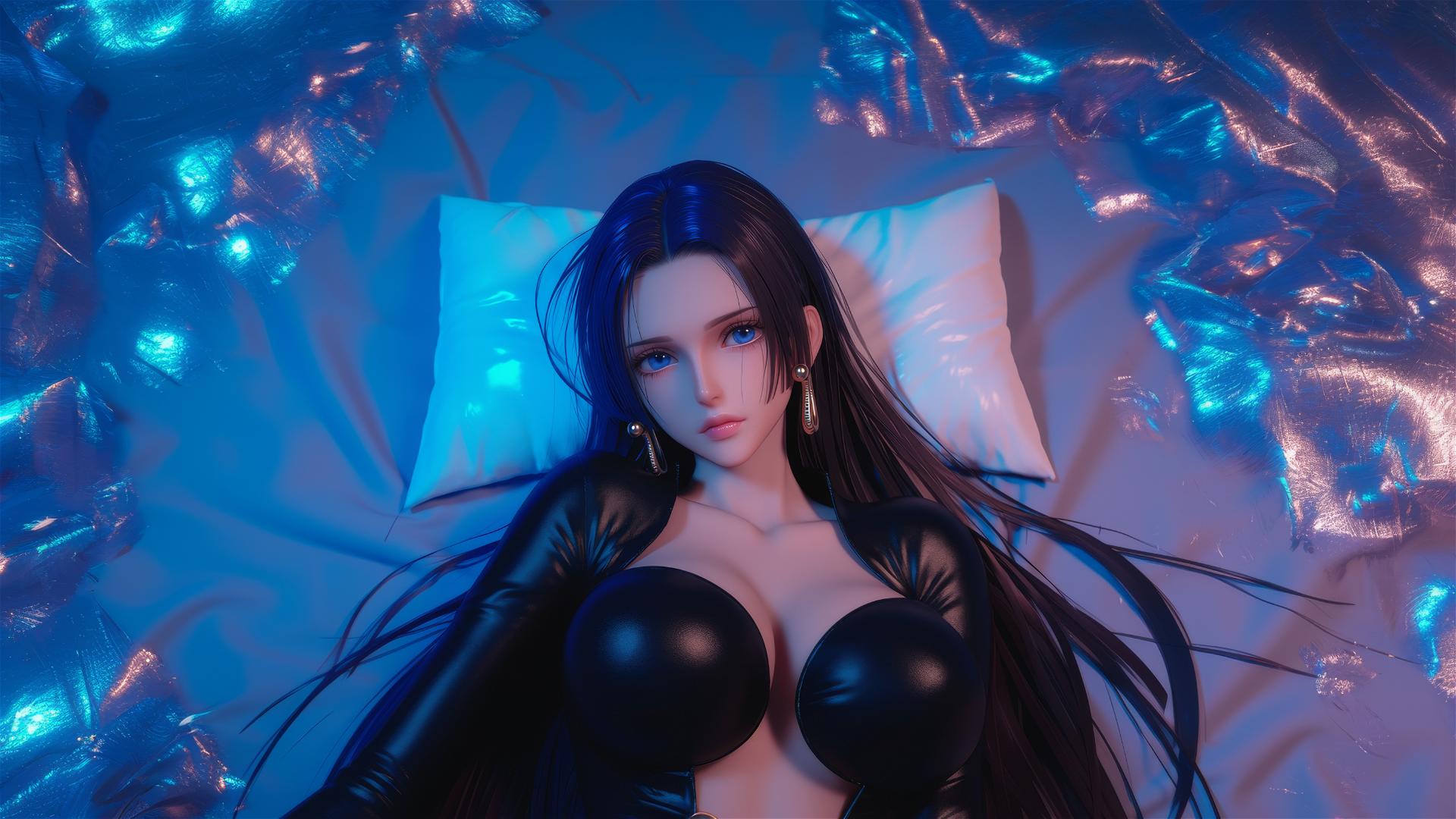 4k HD Wallpaper: Boa Hancock High Angle in Neon Bed