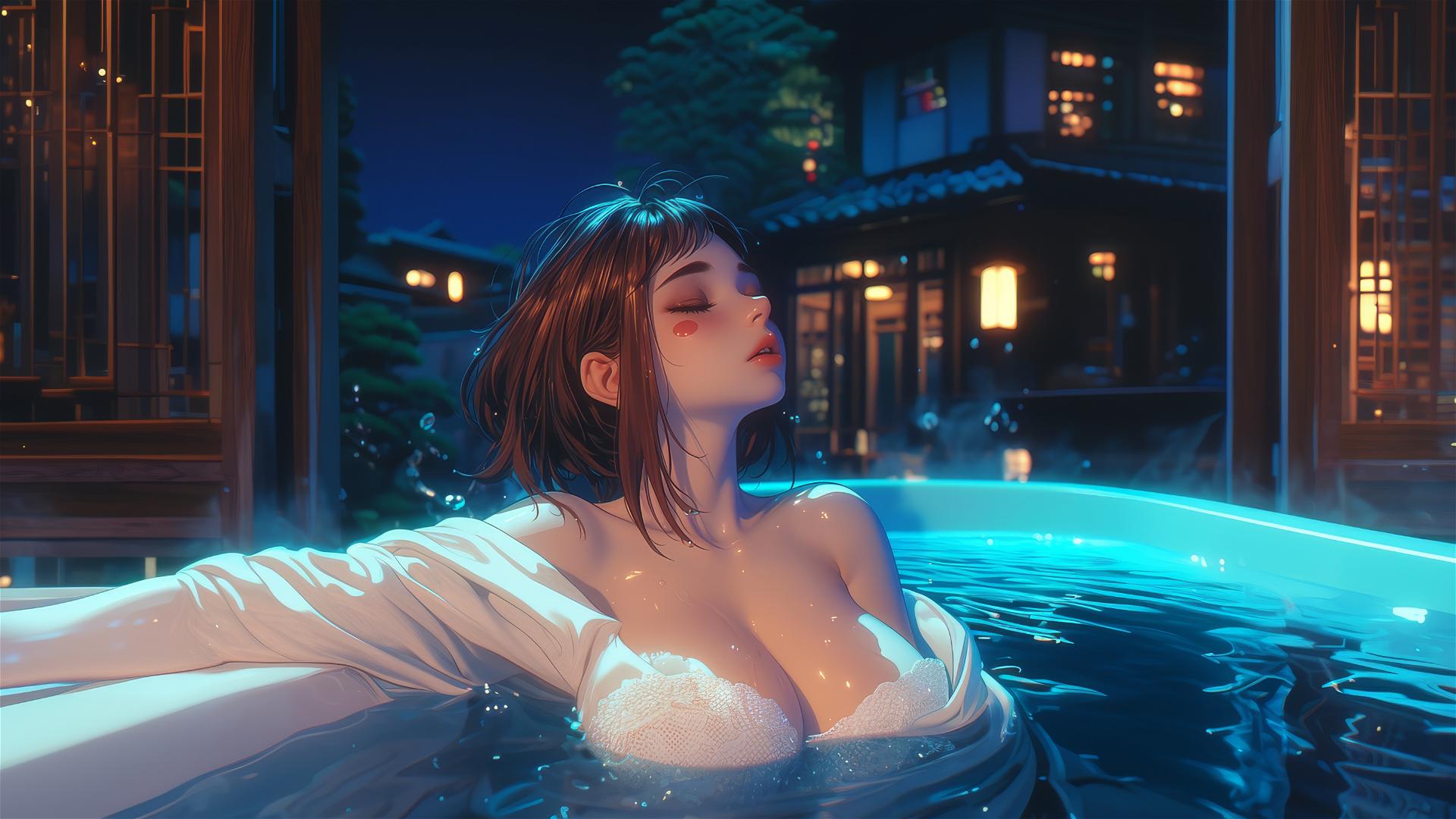 4k HD Wallpaper: Ochaco Uraraka Relaxing in Tub