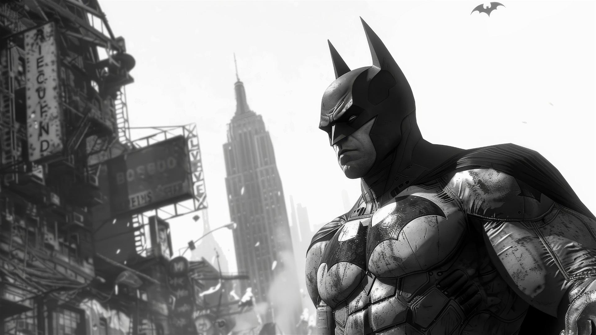 4k HD Wallpaper: Batman's Grayscale Illustration in Arkham City