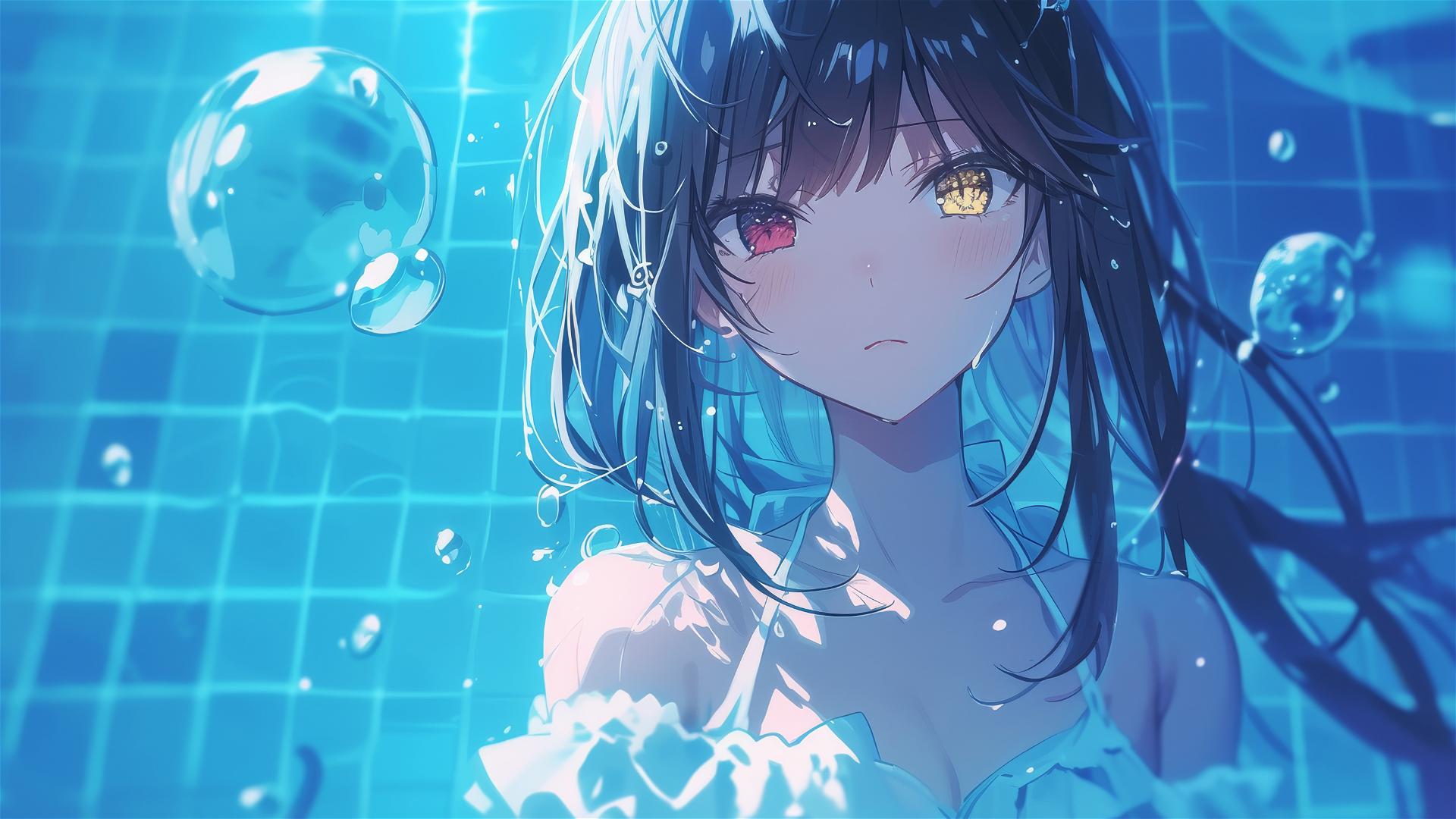 4k HD Wallpaper: Moonlit Kurumi Tokisaki in Rainy Serenity