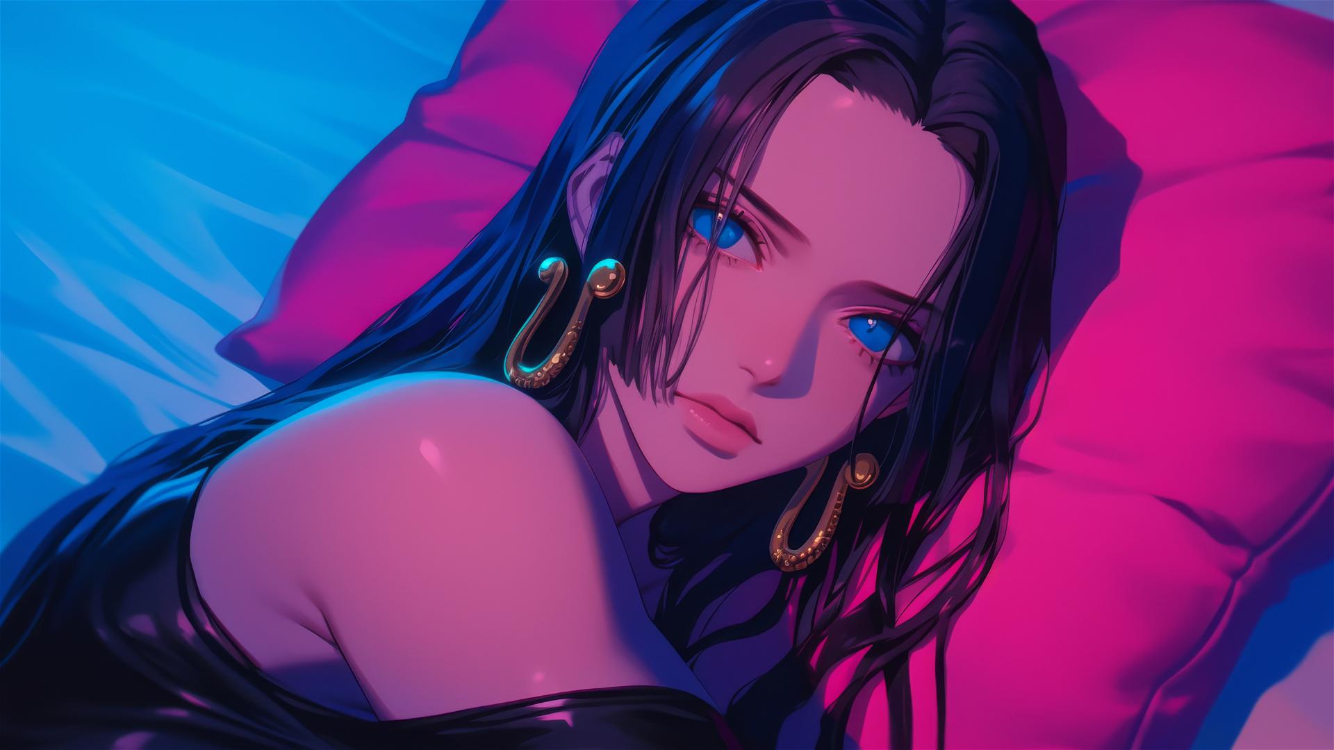 4k HD Wallpaper: Boa Hancock in Neon and Leather