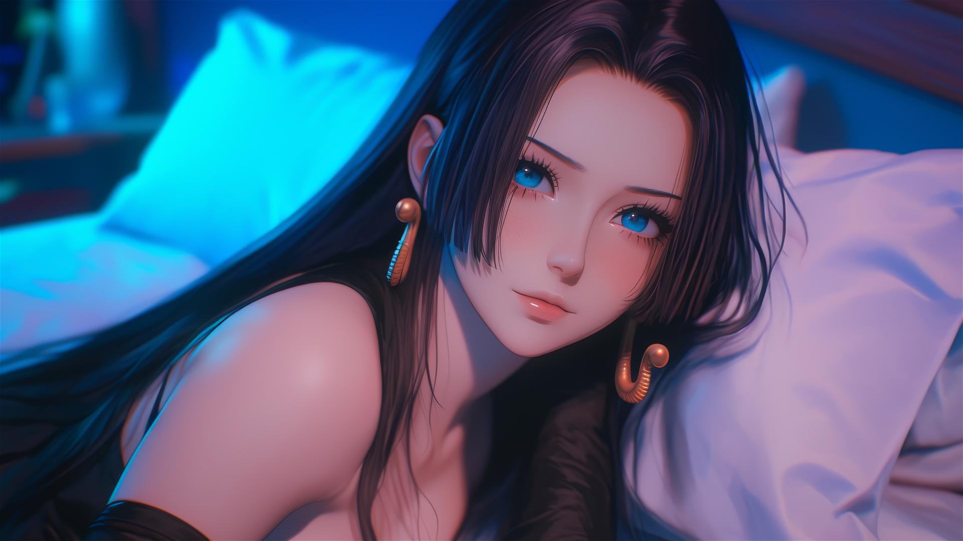 4k HD Wallpaper: Boa Hancock in Neon Leather