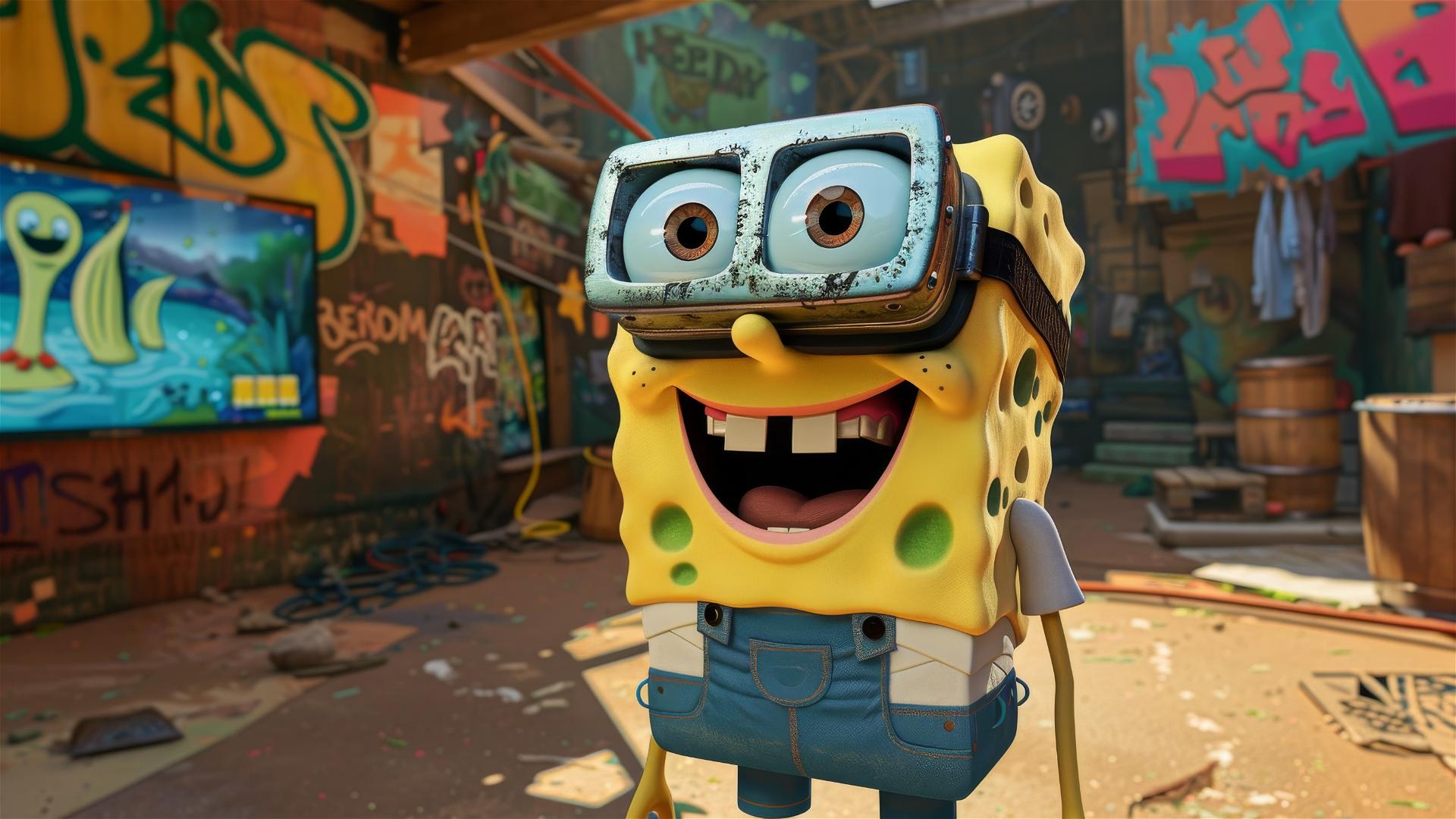 Fondo de Pantalla 4K HD: Bob Esponja en Realidad Virtual