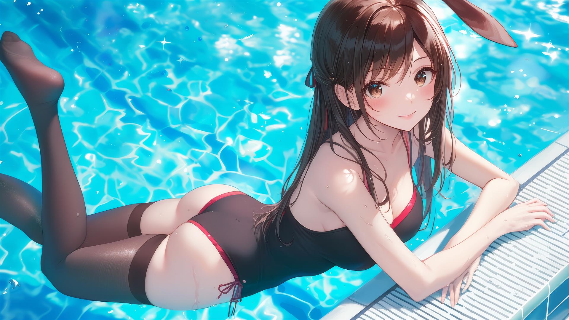 4k HD Wallpaper: Moonlit Poolside Rest with Mizuhara Chizuru