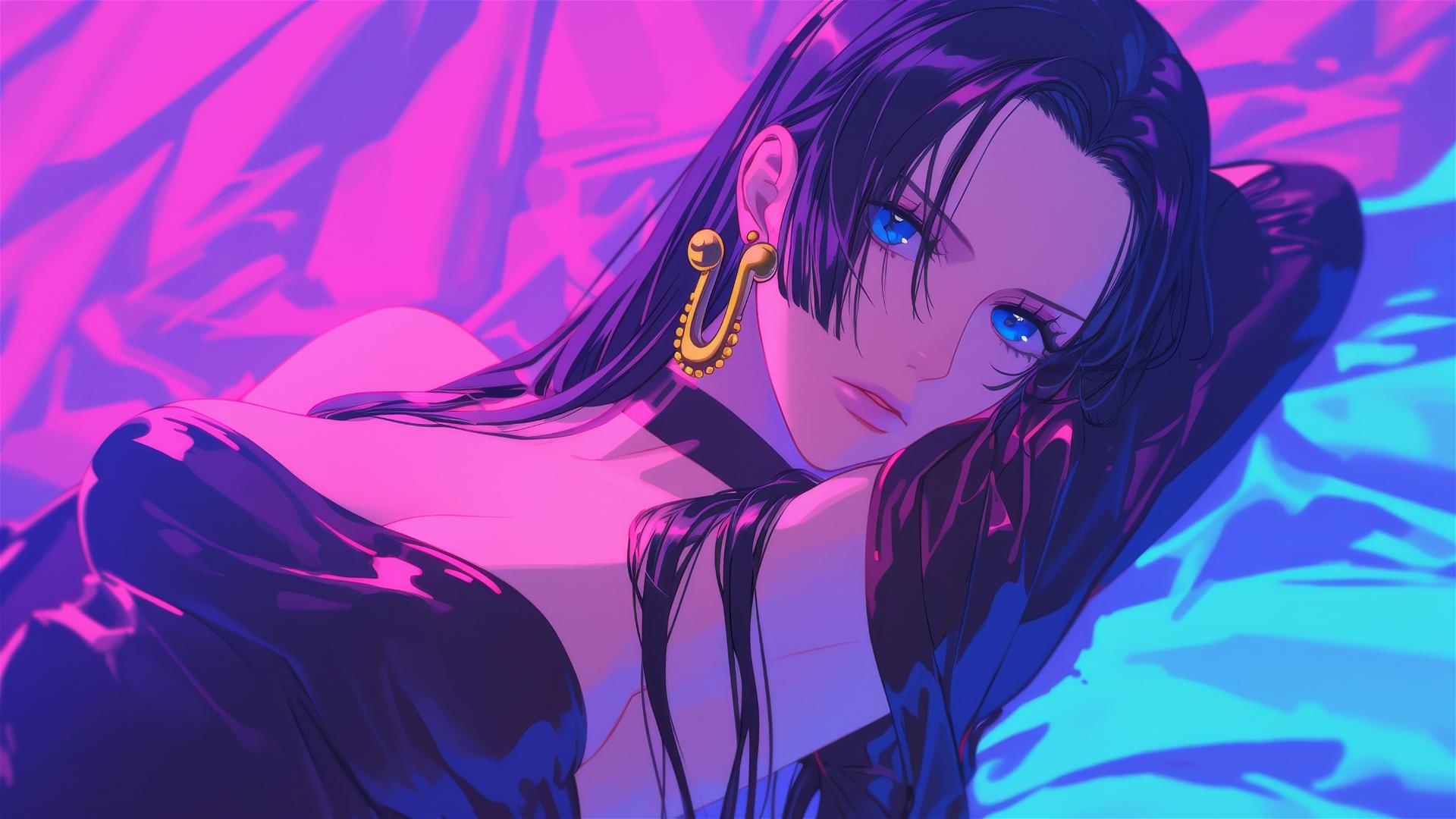 4k HD Wallpaper: Boa Hancock in Neon Bed