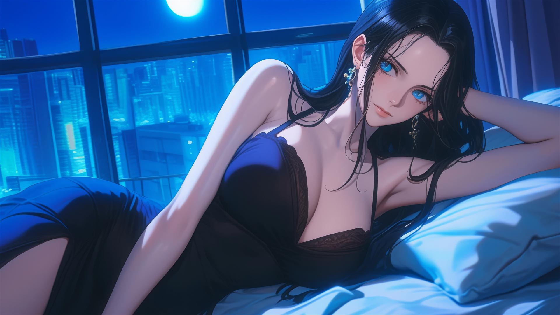 4k HD Wallpaper: Nico Robin Resting in Modern Hotel Room