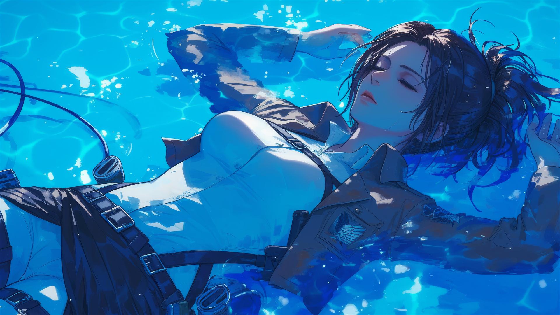 4k HD Wallpaper: Moonlit Poolside Repose with Sasha Blouse